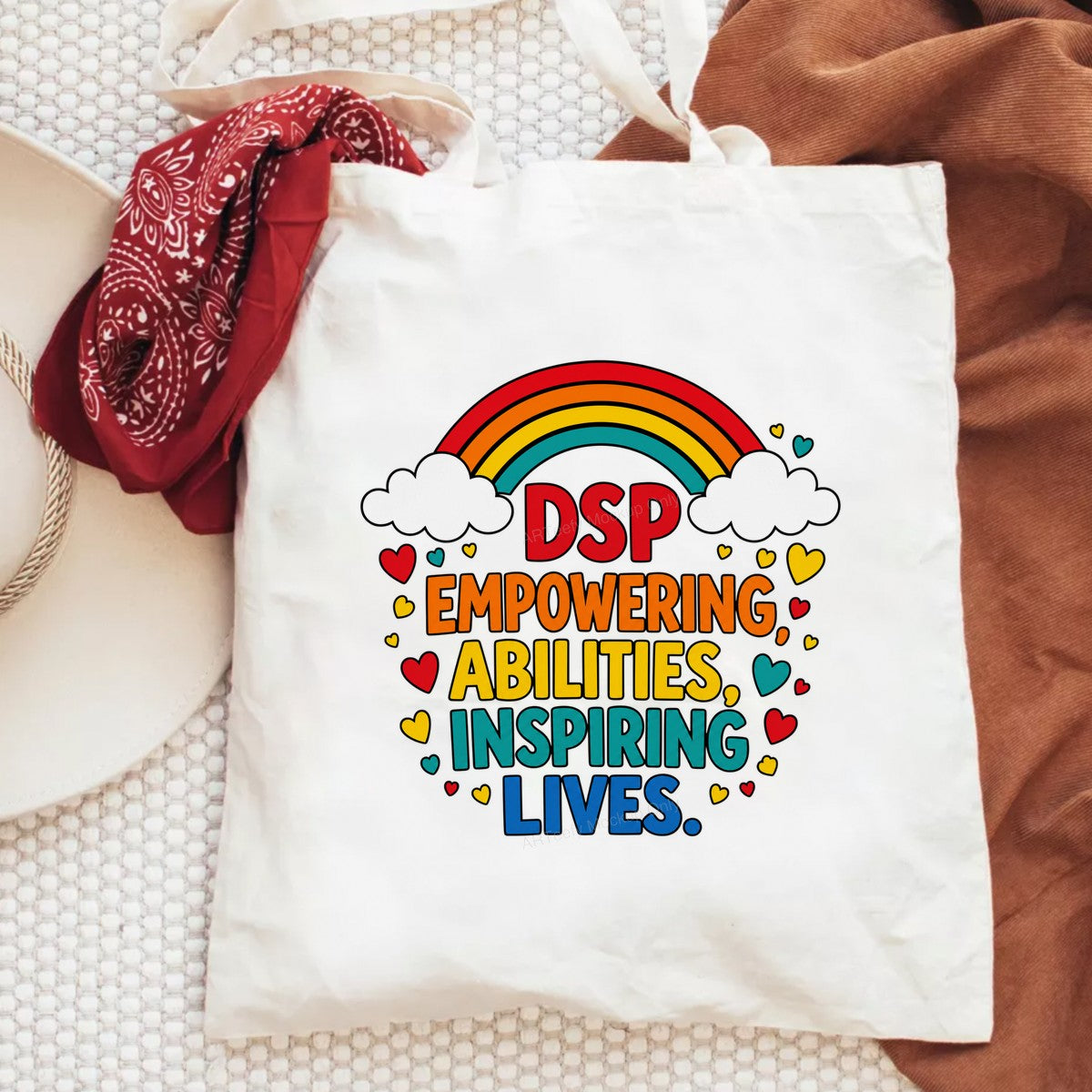 DTF Transfer DSP Empowering Abilities Inspiring Lives Rainbow Heart Graphic for T Shirts Hoodies and Tote Bags - 6