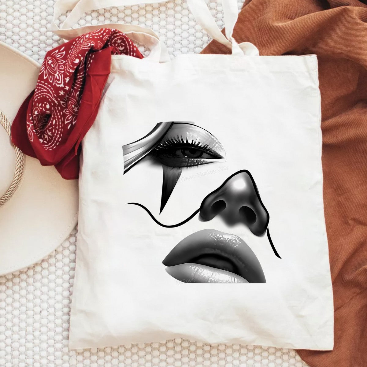 DTF Heat Transfer Abstract Woman Face Black and White Art Graphic for T Shirts Hoodies and Tote Bags - 6