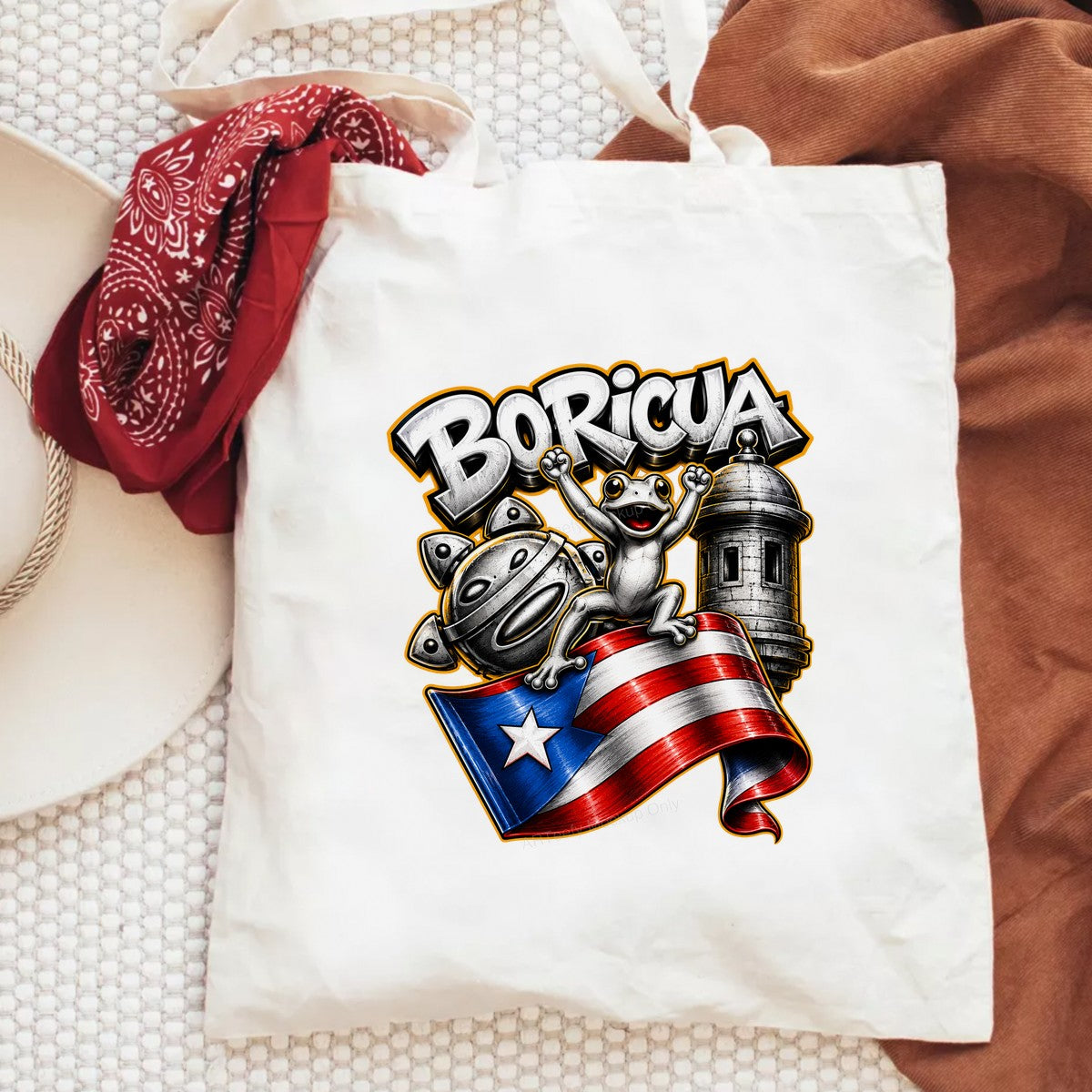 DTF Heat Transfer Boricua Coqui Frog with Puerto Rico Flag Graffiti Style Graphic for T Shirts Hoodies and Tote Bags - 6