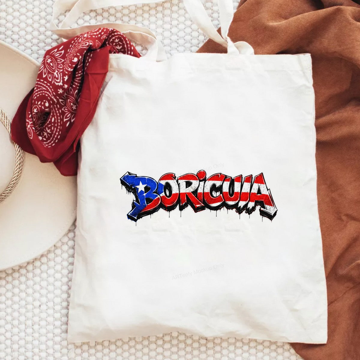 DTF Heat Transfer Boricua Puerto Rican Flag Graffiti Text Graphic for T Shirts Hoodies and Tote Bags - 6