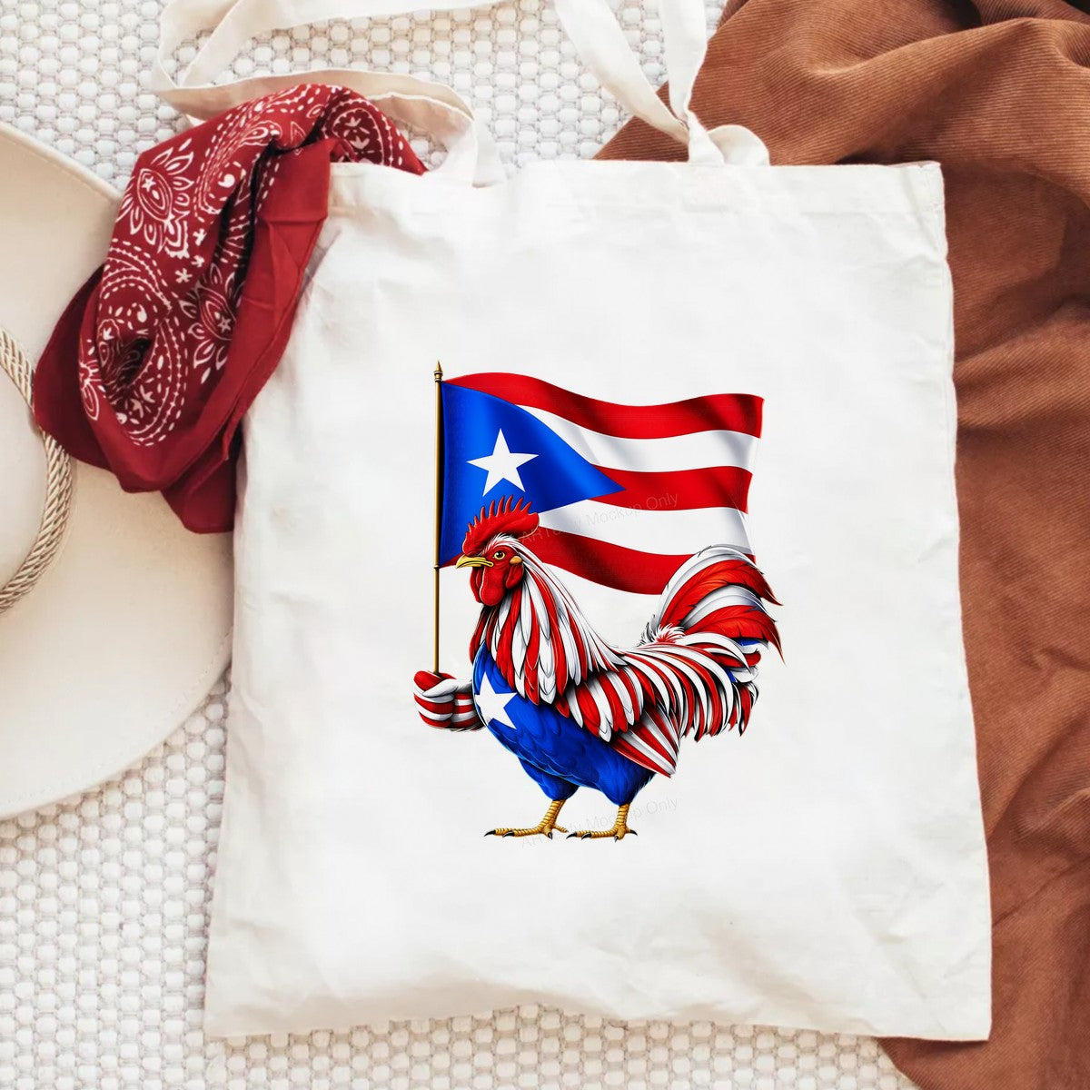 DTF Heat Transfer Puerto Rico Flag Rooster Patriotic Graphic for T Shirts Hoodies and Tote Bags - 6