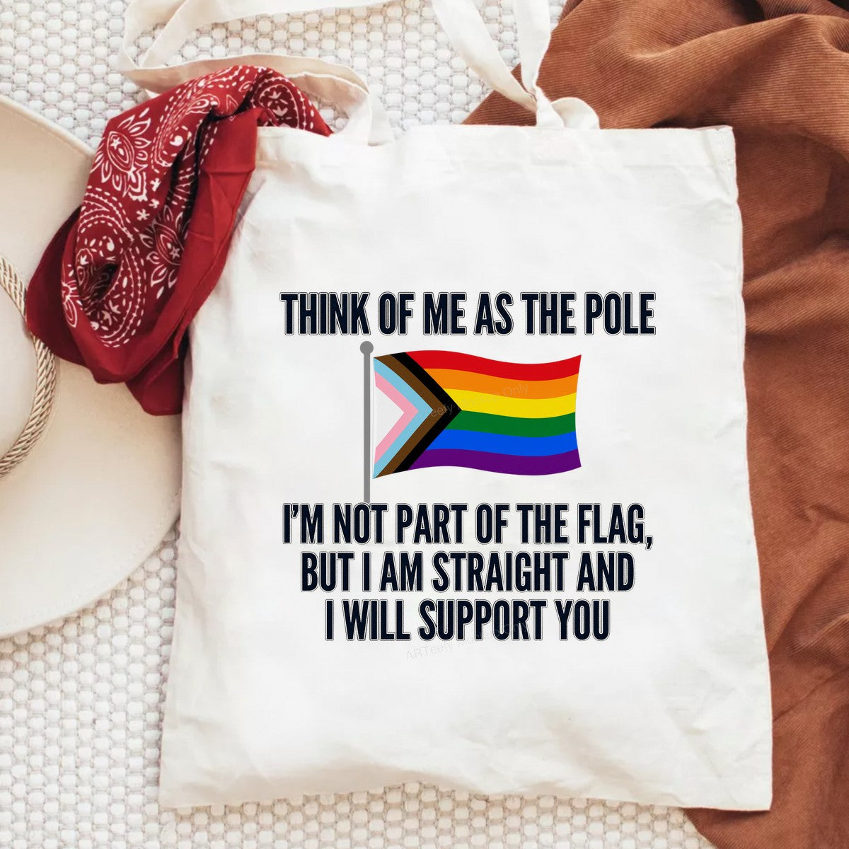 DTF Heat Transfer Think of Me as the Pole Straight Ally Pride Flag Quote Graphic for T Shirts Hoodies and Tote Bags - 6