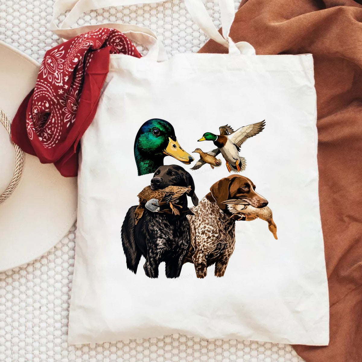DTF Transfer Duck Hunting Dogs with Mallard Graphic Art for T Shirts Hoodies and Hunting Apparel - 6