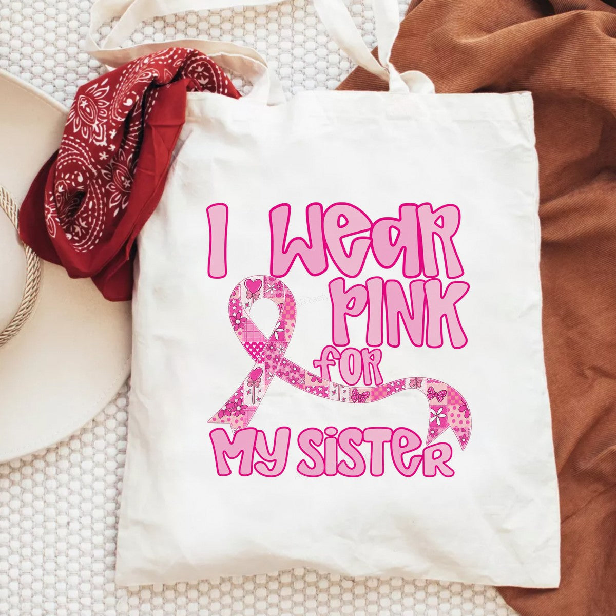 DTF Heat Transfer I Wear Pink For My Sister Ribbon Graphic for T Shirts Hoodies and Tote Bags - 6