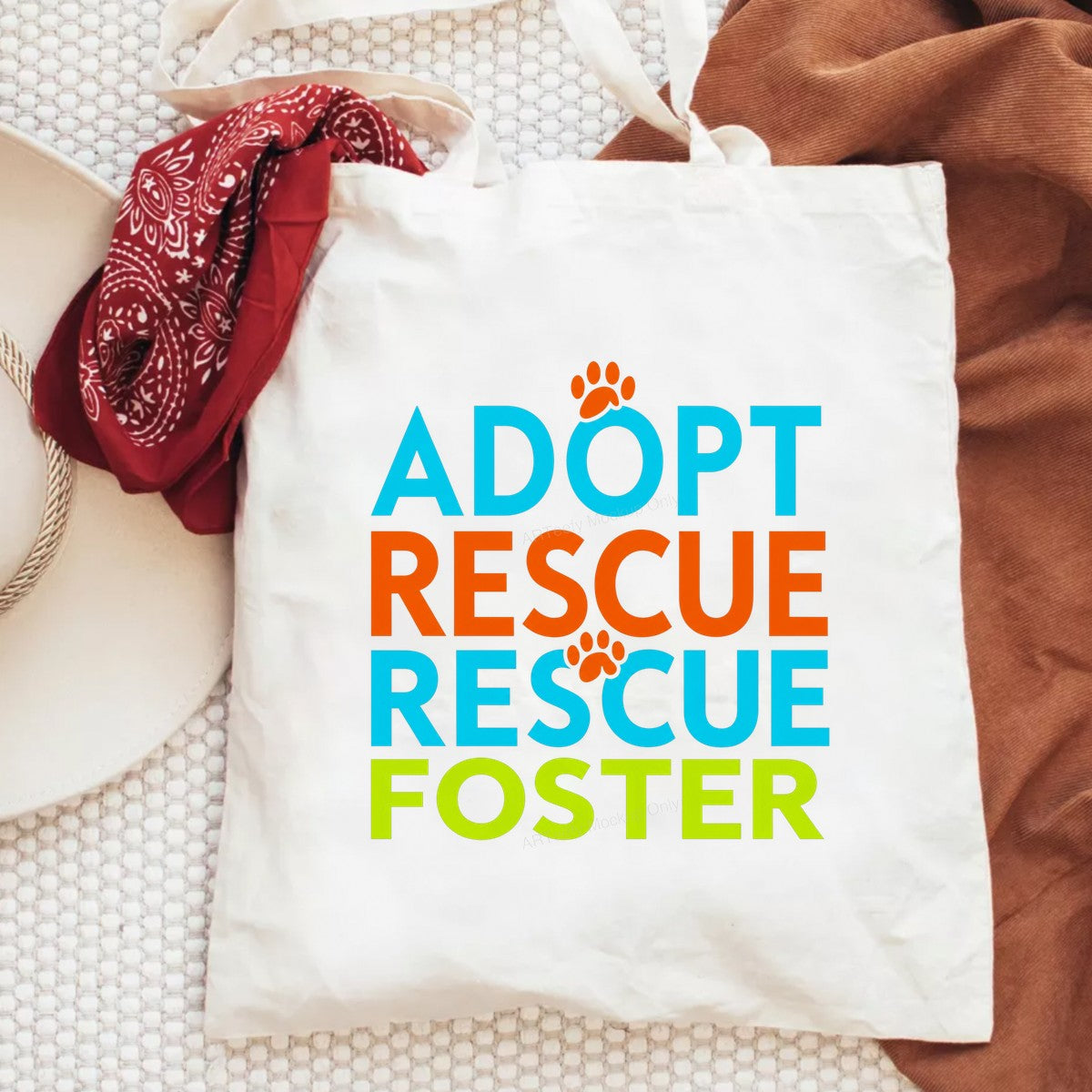DTF Heat Transfer Adopt Rescue Foster Paw Print Quote Neon Lettering for T Shirts Hoodies and Tote Bags - 6