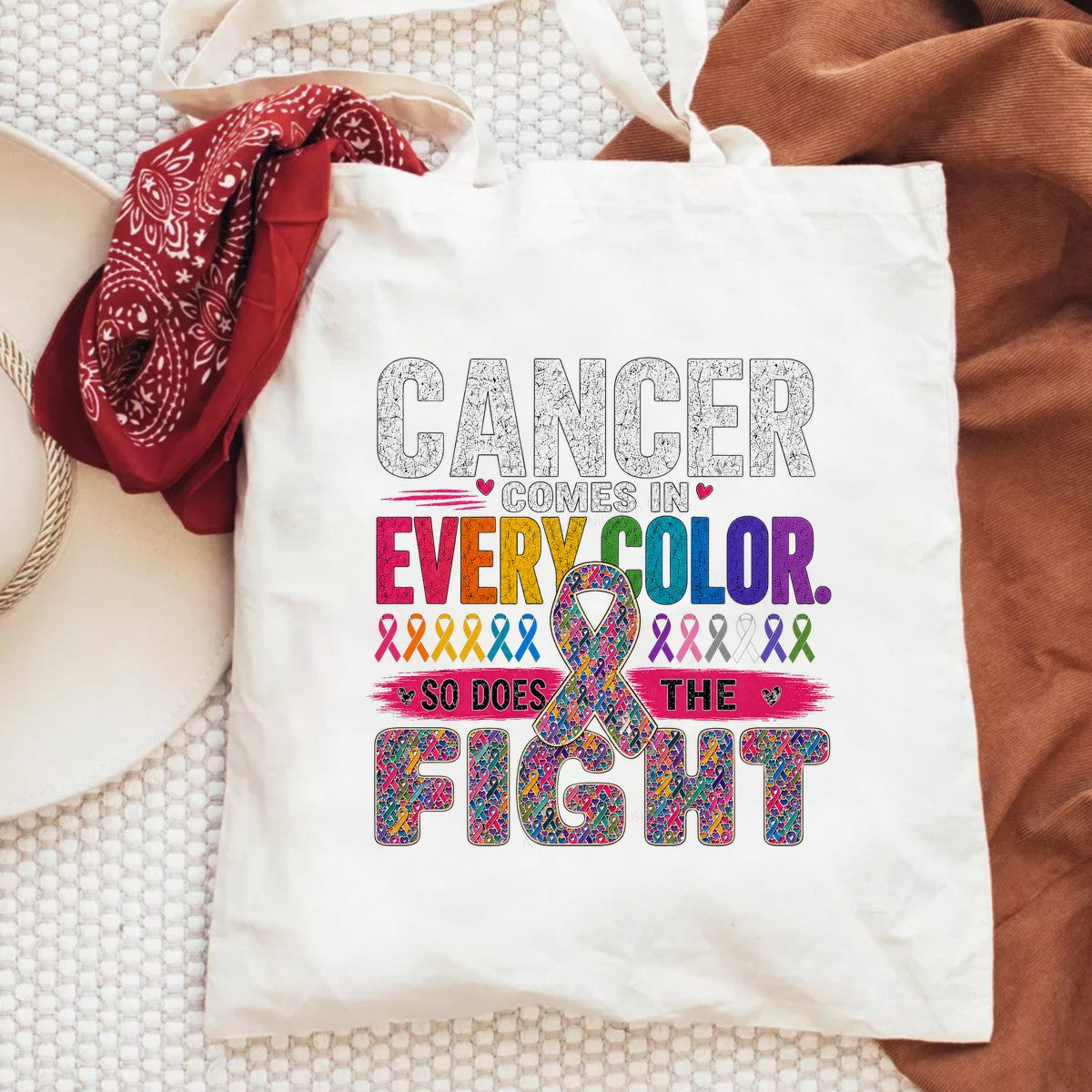 DTF Heat Transfer Cancer Comes In Every Color So Does The Fight Rainbow Ribbon Graphic for T Shirts Hoodies and Awareness Apparel - 6