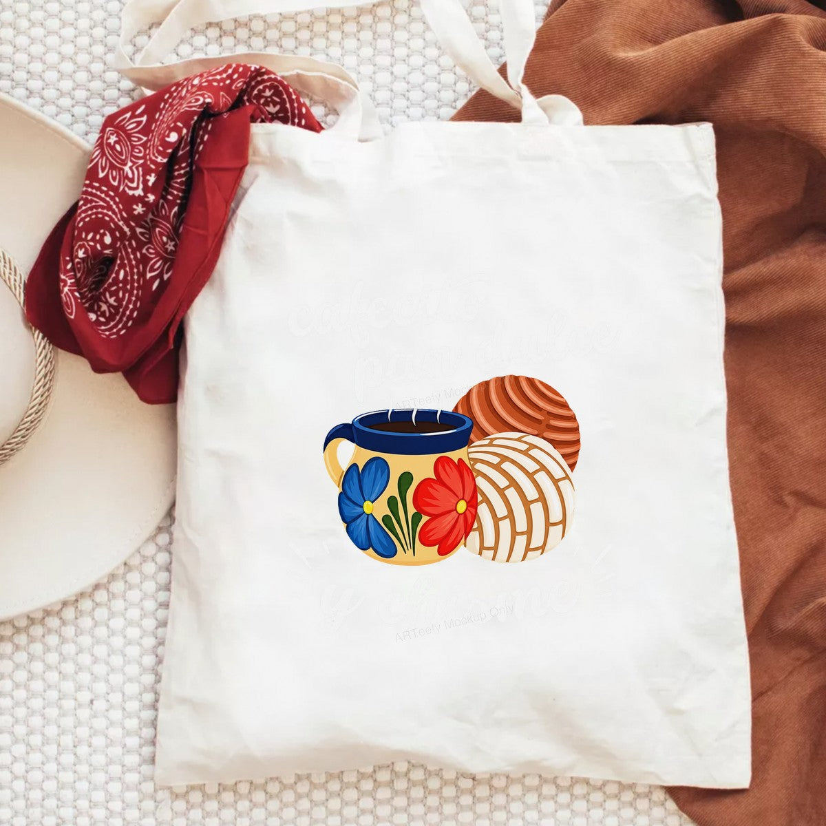 DTF Heat Transfer Cafecito Pan Dulce Y Chisme Mexican Coffee and Conchas Graphic for T Shirts Hoodies and Tote Bags - 6