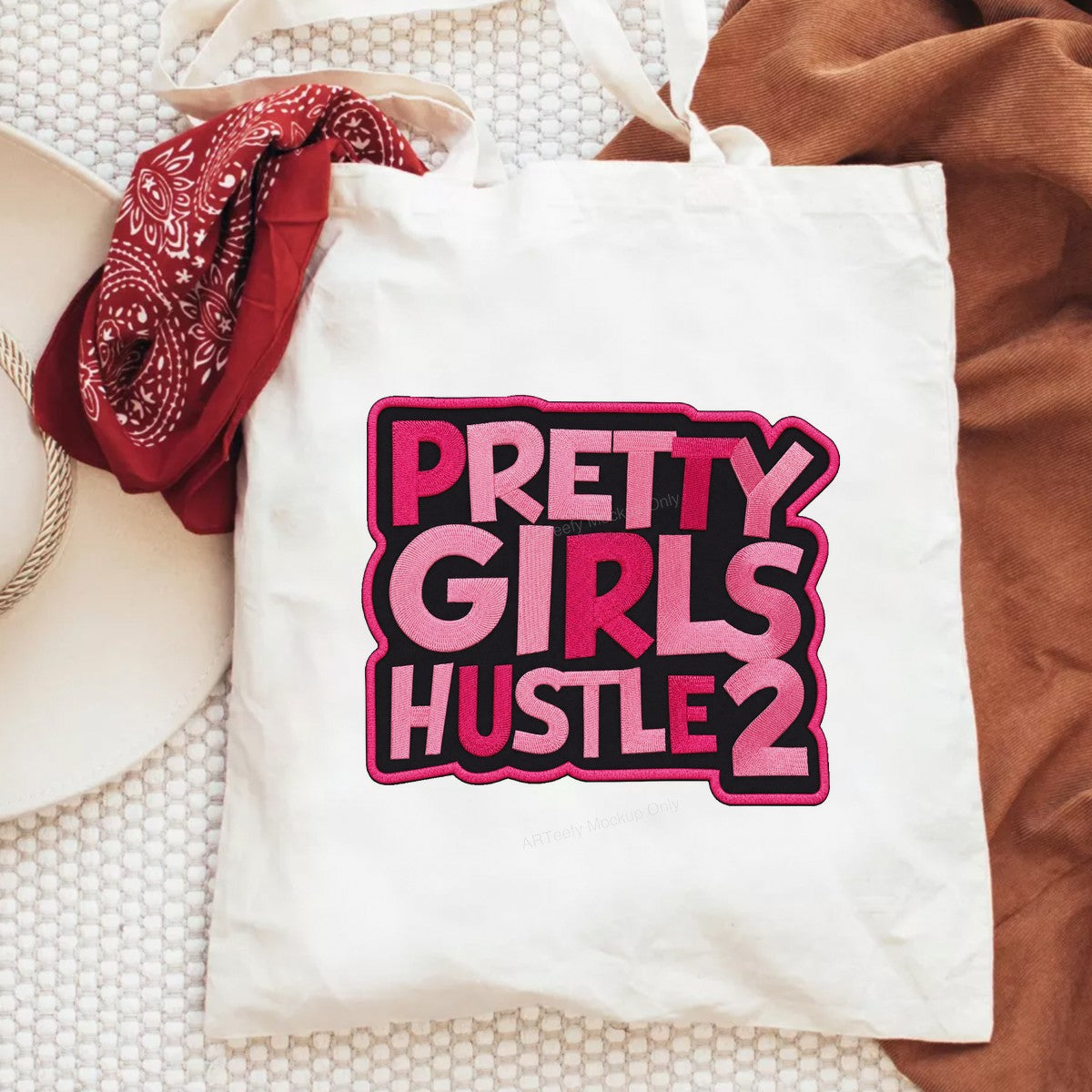 Heat Transfer Patch Pretty Girls Hustle 2 Bold Pink Letter Graphic for T Shirts Hoodies and Tote Bags - 6