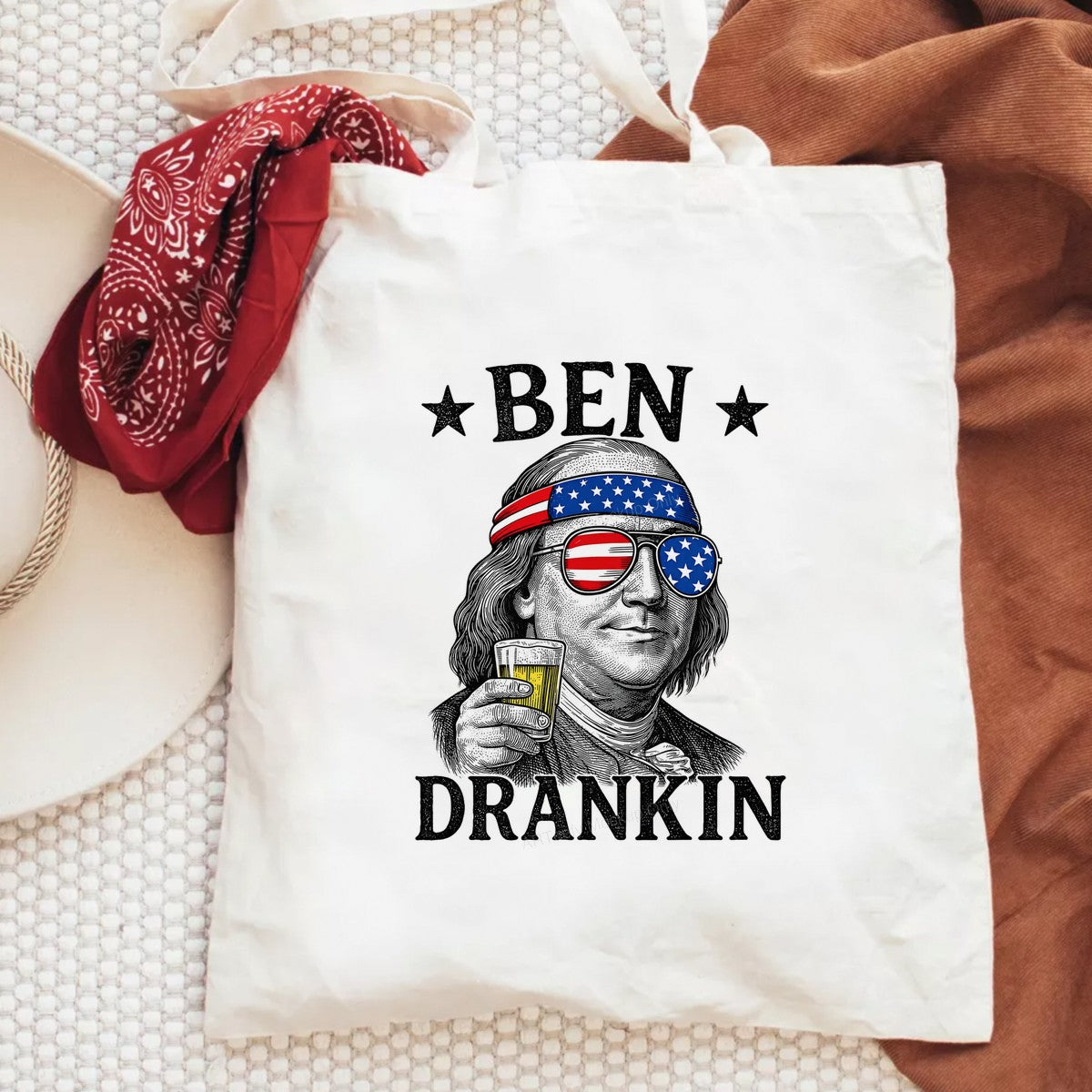 Funny Graphic Transfer “Ben Drankin” Patriotic Beer Quote Design for 4th of July T Shirts and Party Apparel - 6
