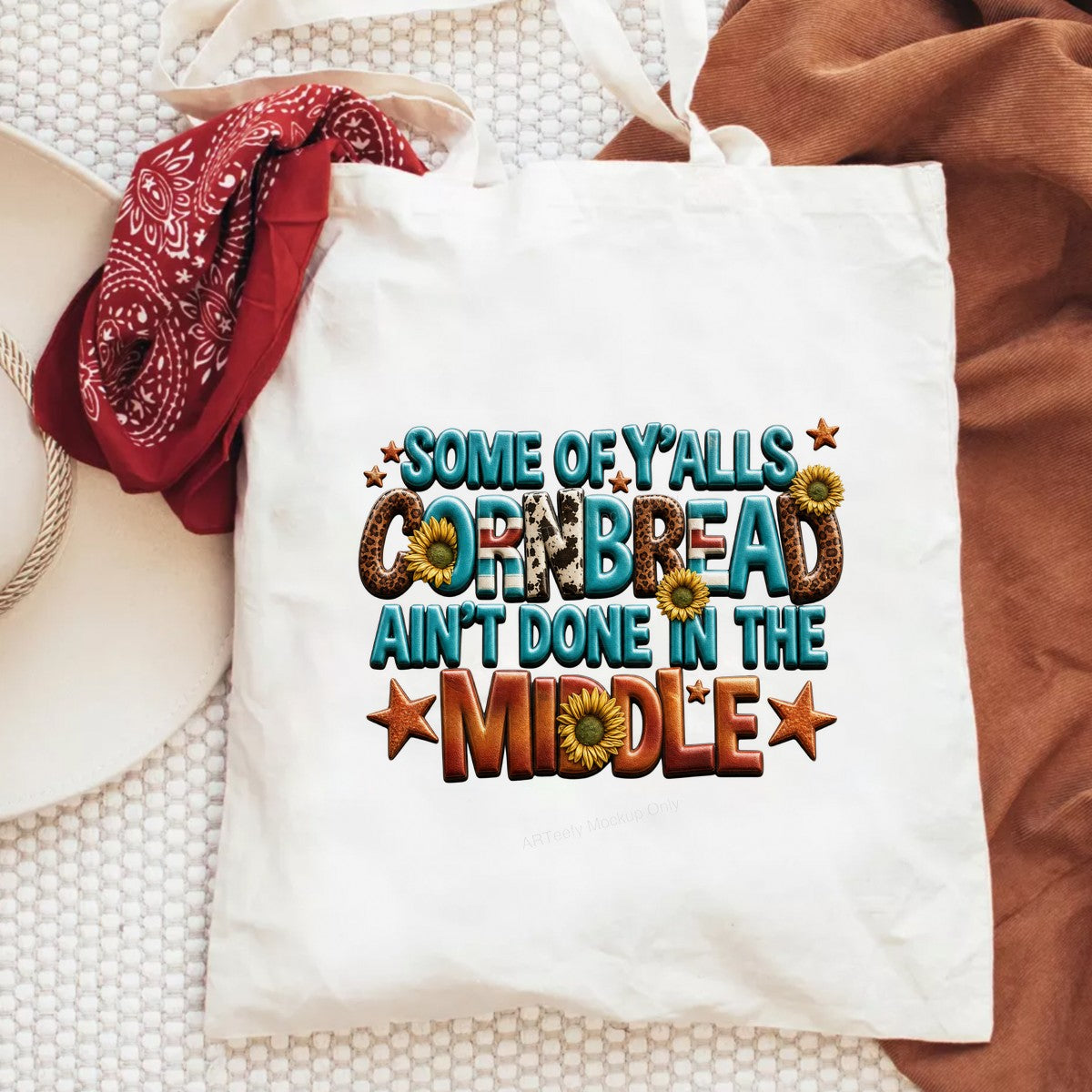 DTF Transfer Some of Y’alls Cornbread Ain’t Done in the Middle Western Sunflower Graphic for T Shirts Hoodies and Casual Wear - 6