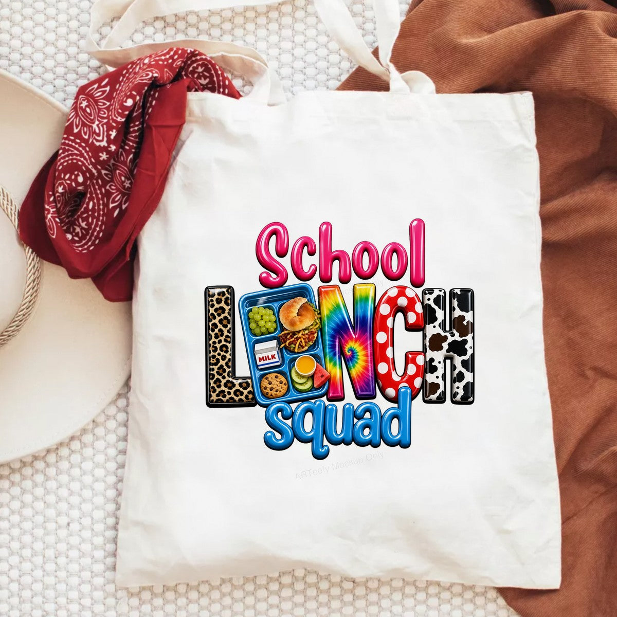 DTF Transfer School Lunch Squad Leopard Tie Dye Cow Print Graphic for T Shirts Hoodies and Tote Bags - 6