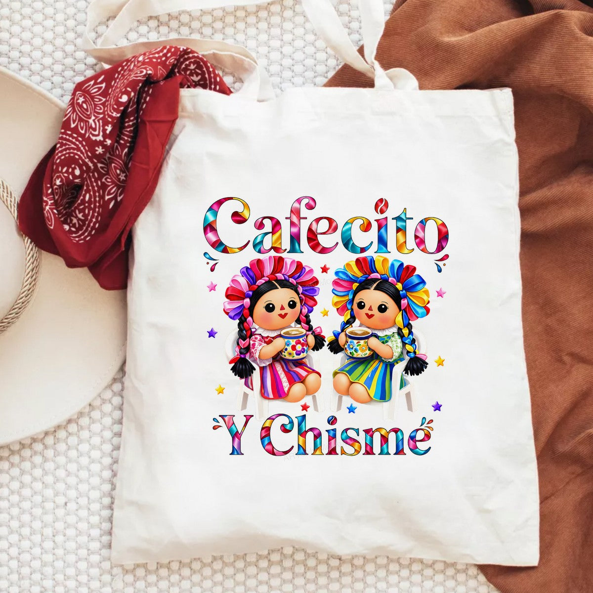 DTF Heat Transfer Cafecito Y Chisme Mexican Doll Graphic for T Shirts Hoodies and Tote Bags - 6