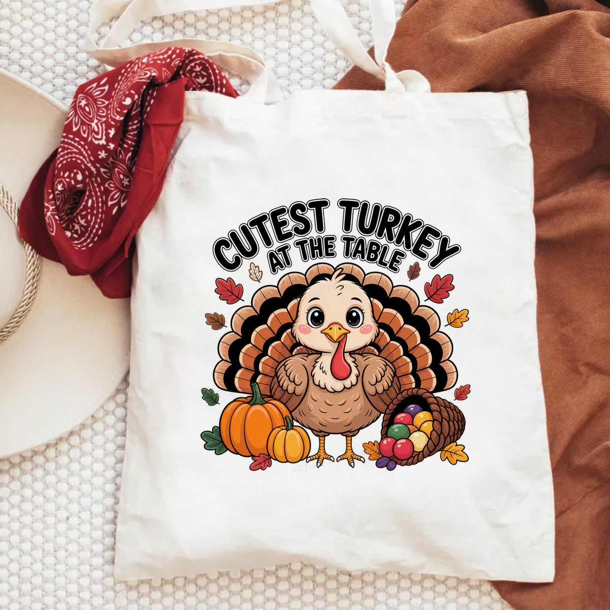 DTF Heat Transfer Cutest Turkey at the Table Cartoon Thanksgiving Graphic for T Shirts Hoodies and Family Holiday Shirts - 6