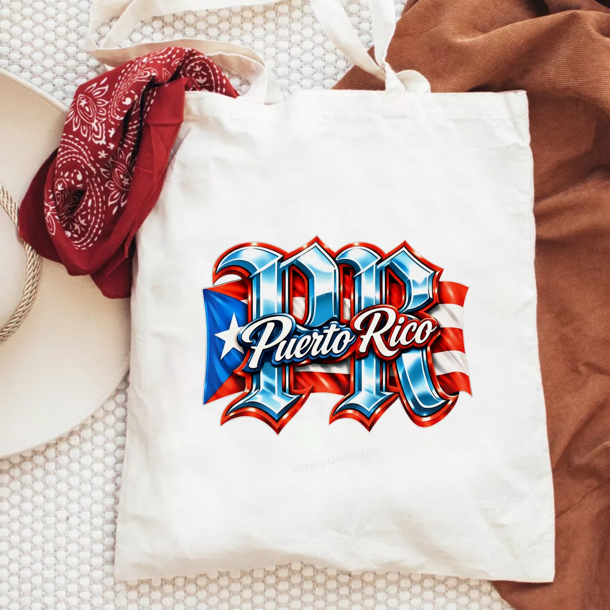 DTF Heat Transfer Puerto Rico Flag PR Lettering Graphic for T Shirts Hoodies and Tote Bags - 6