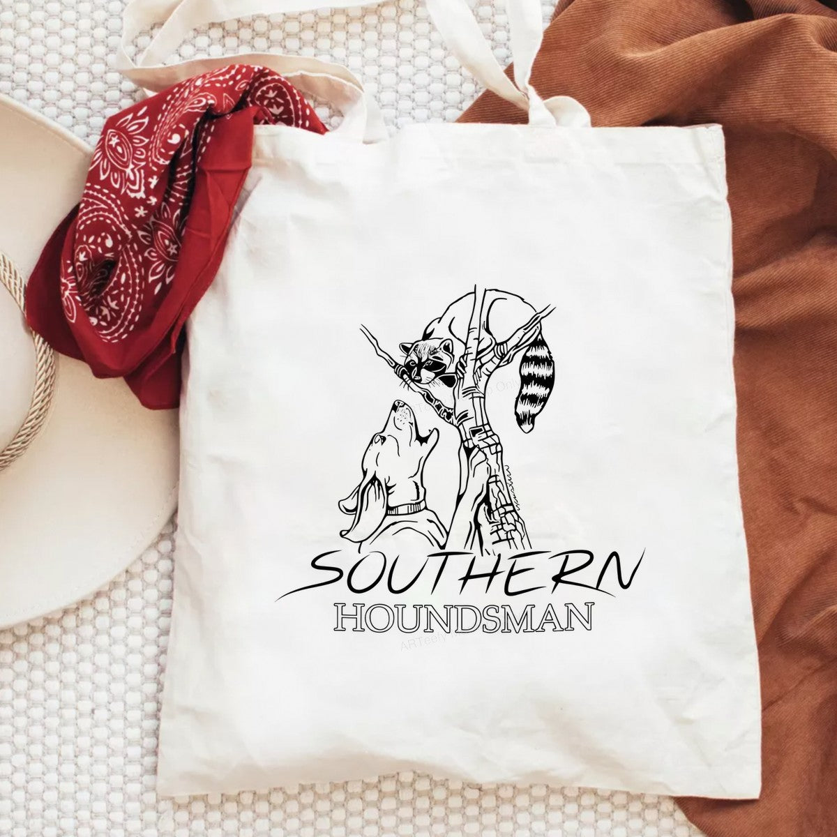 DTF Heat Transfer Southern Houndsman Coon Dog and Raccoon Tree Graphic for T Shirts Hoodies and Hunting Apparel - 6