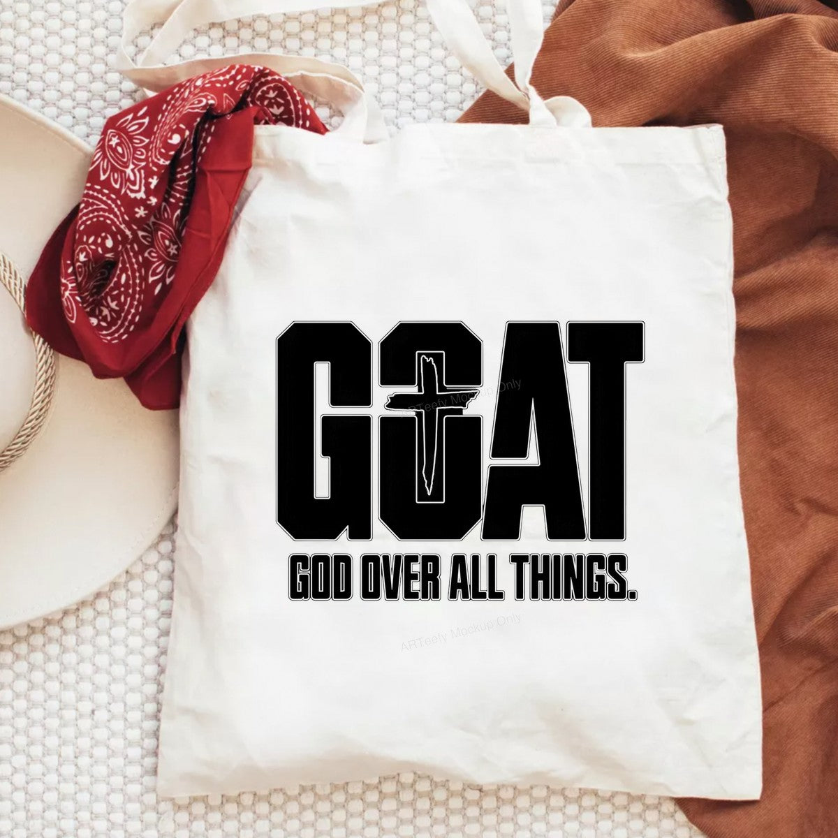 Christian Heat Transfer GOAT God Over All Things Cross Graphic for T Shirts Hoodies and Christian Apparel - 6