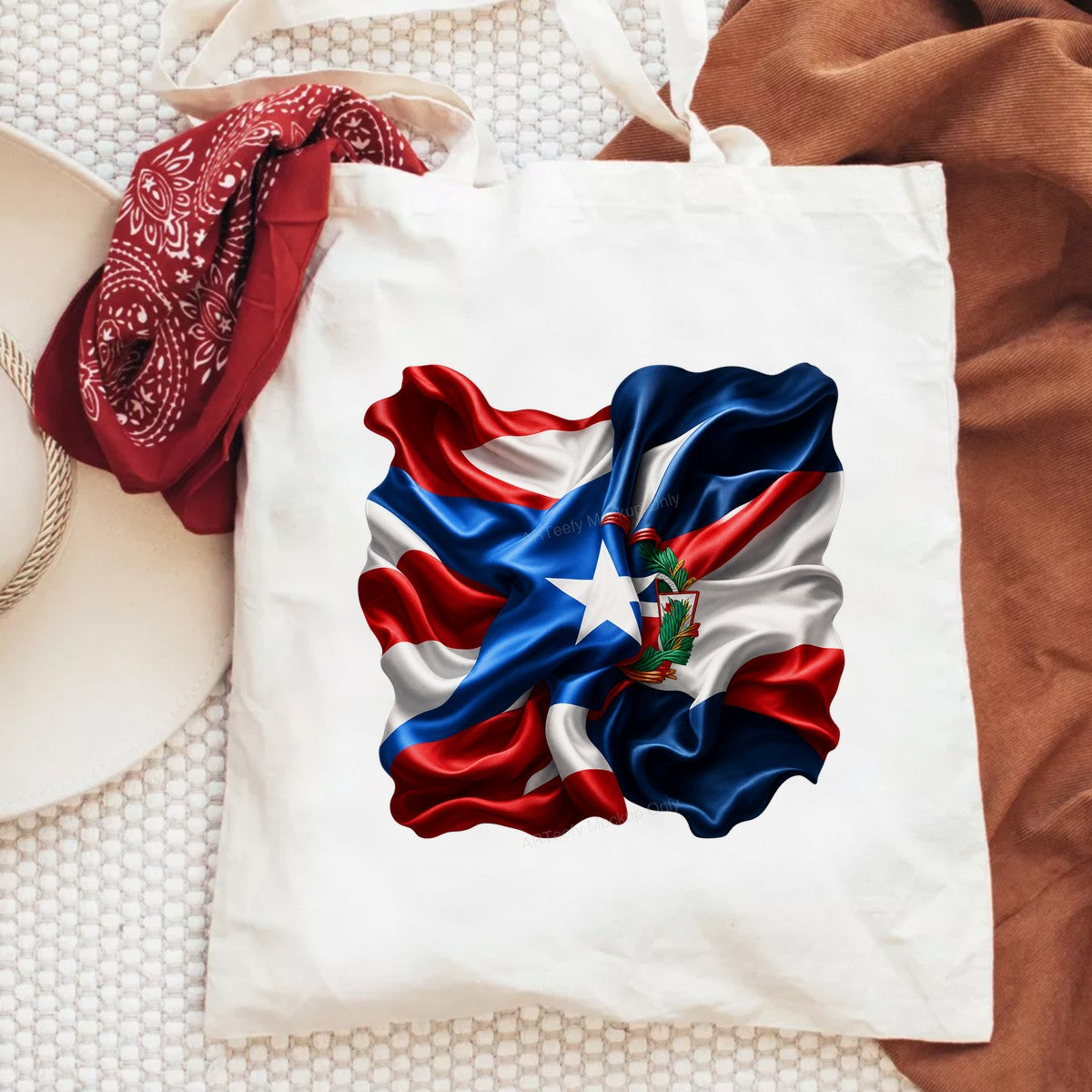 DTF Heat Transfer Puerto Rico Flag with Crest Realistic Waving Fabric Graphic for T Shirts Hoodies and Tote Bags - 6