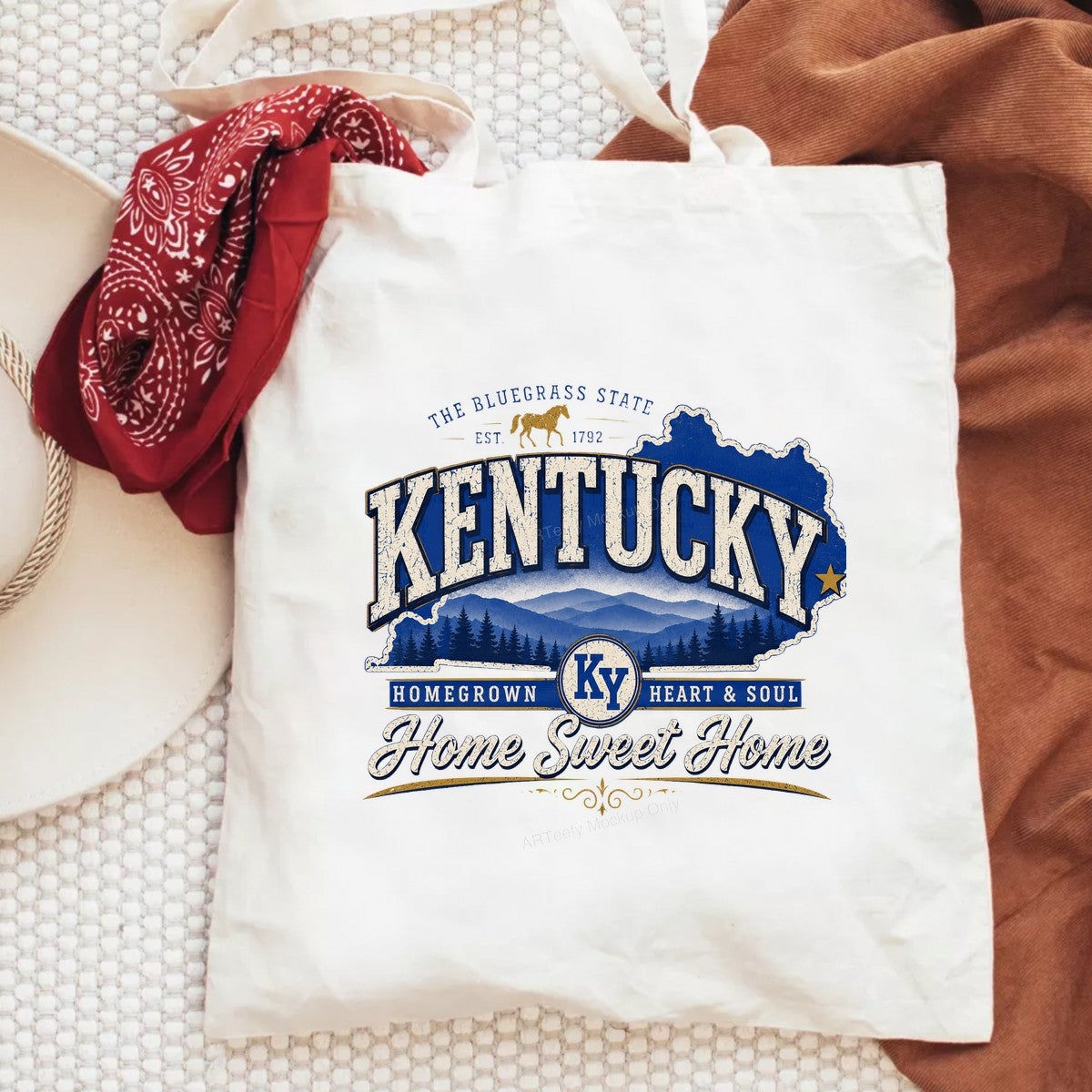 DTF Heat Transfer Kentucky Home Sweet Home Bluegrass State Map Graphic for T Shirts Hoodies and Tote Bags - 6