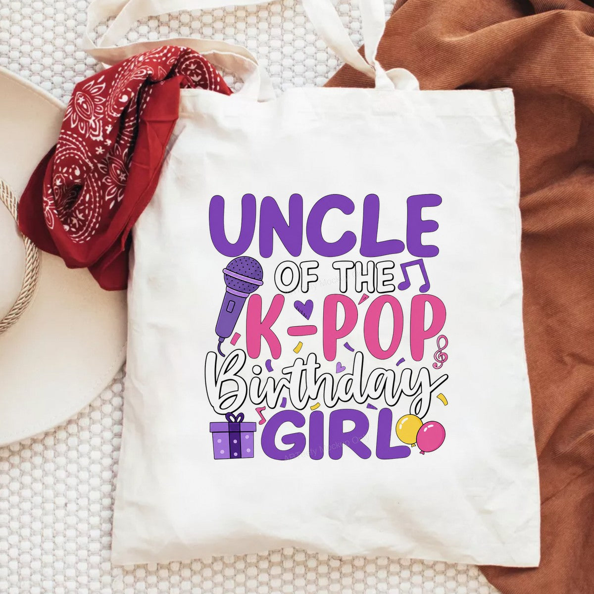 DTF Heat Transfer Uncle of the K Pop Birthday Girl Microphone and Balloons Graphic for T Shirts and Party Gifts - 6
