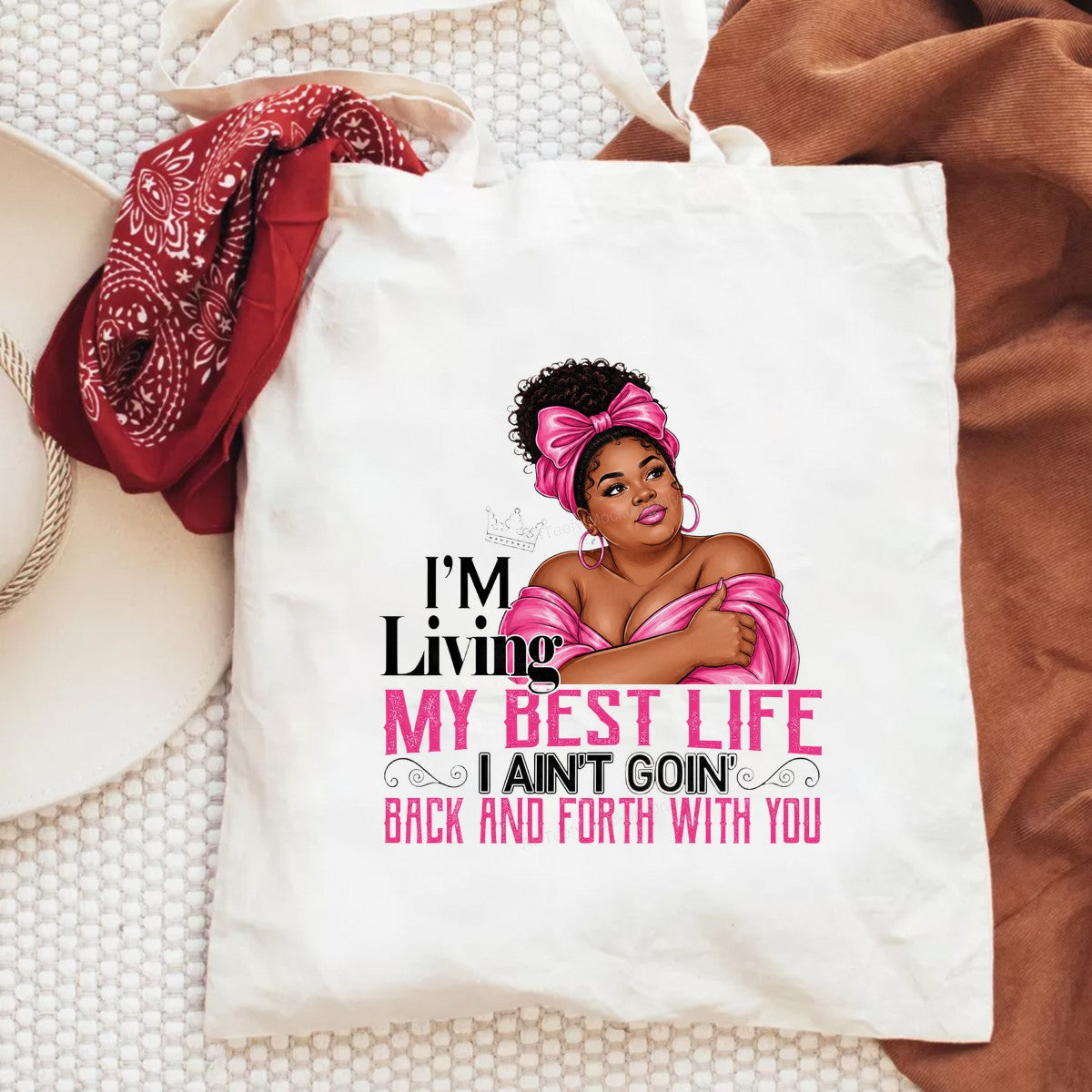 DTF Heat Transfer Living My Best Life Confident Woman in Pink Graphic for T Shirts Hoodies and Tote Bags - 6