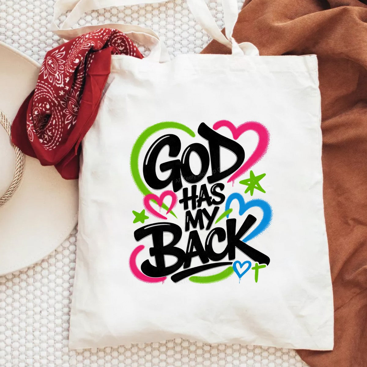 Christian Heat Transfer God Has My Back Graffiti Hearts Graphic for T Shirts Hoodies and Tote Bags - 6