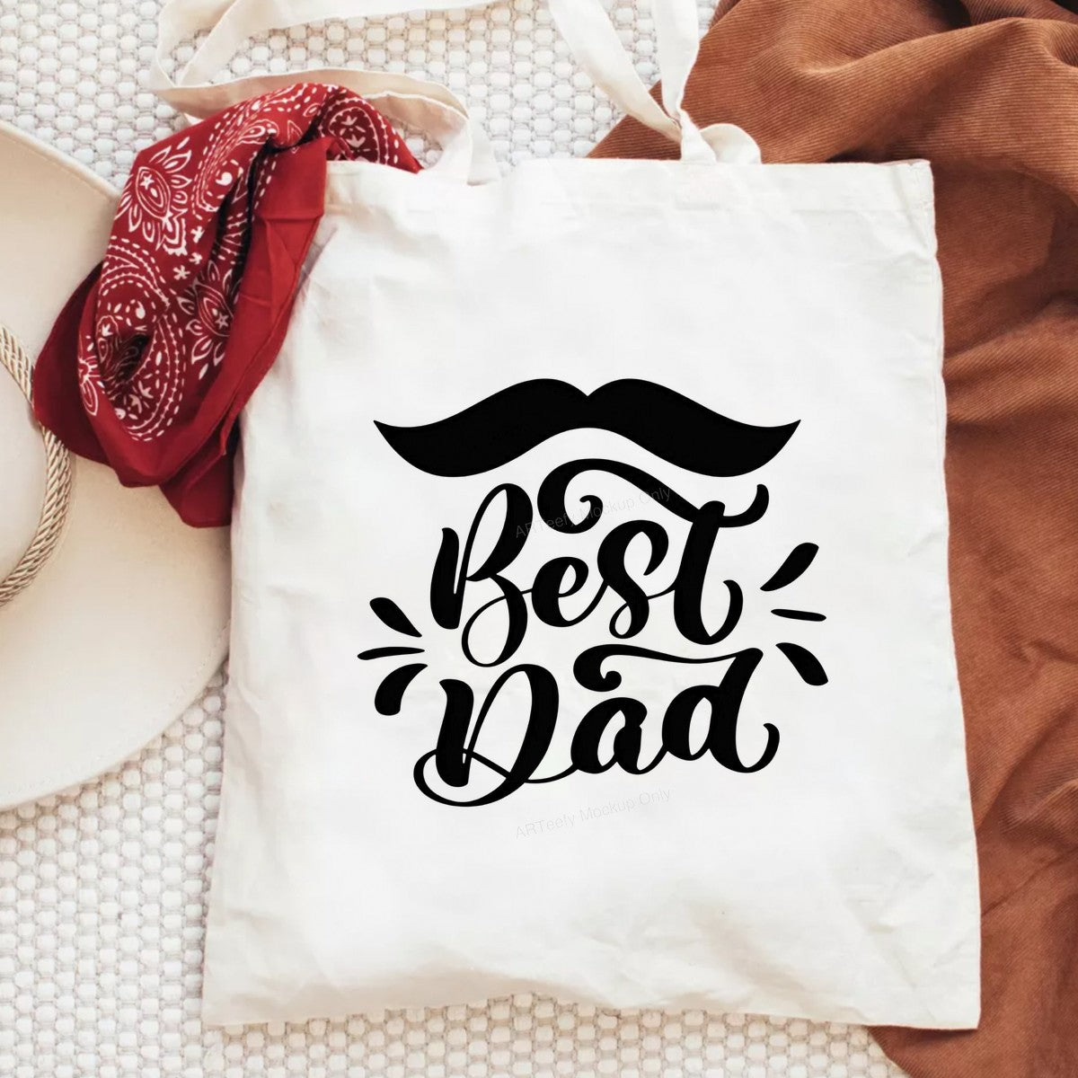 DTF Heat Transfer Best Dad Mustache Script Quote Graphic for T Shirts Hoodies and Gifts - 6