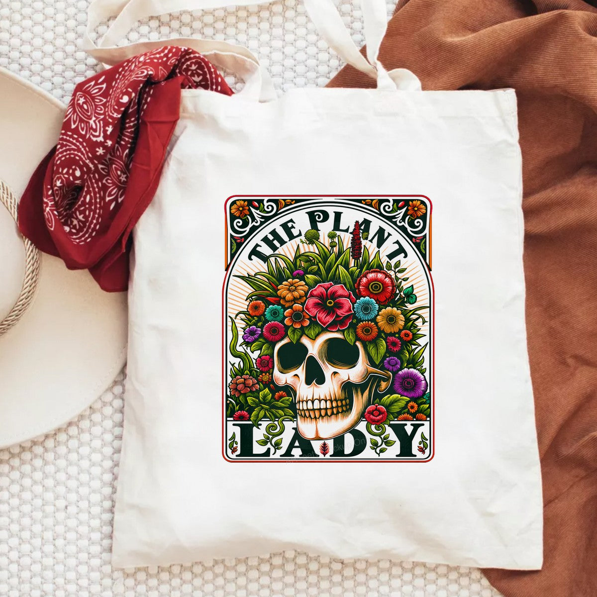 DTF Transfer The Plant Lady Skull with Colorful Floral Hair Graphic for T Shirts Hoodies and Tote Bags - 6