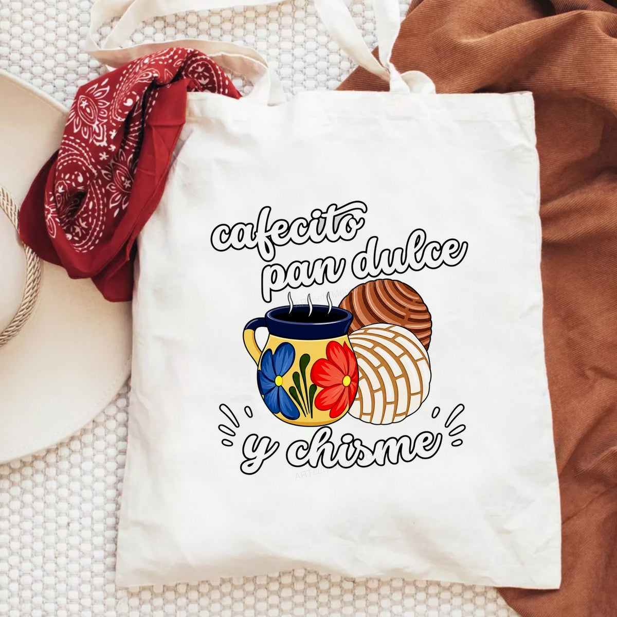 DTF Heat Transfer Cafecito Pan Dulce Y Chisme Mexican Mug Graphic for T Shirts Hoodies and Tote Bags - 6