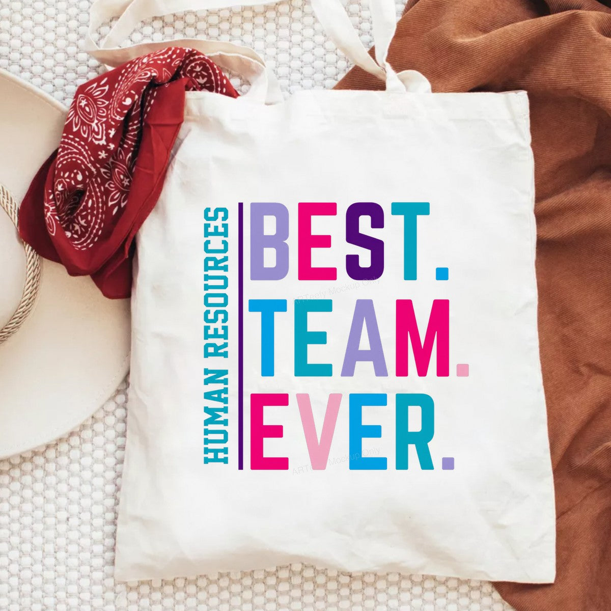 DTF Transfer Human Resources Best Team Ever Colorful Block Letter Graphic for T Shirts Hoodies and Work Apparel - 6