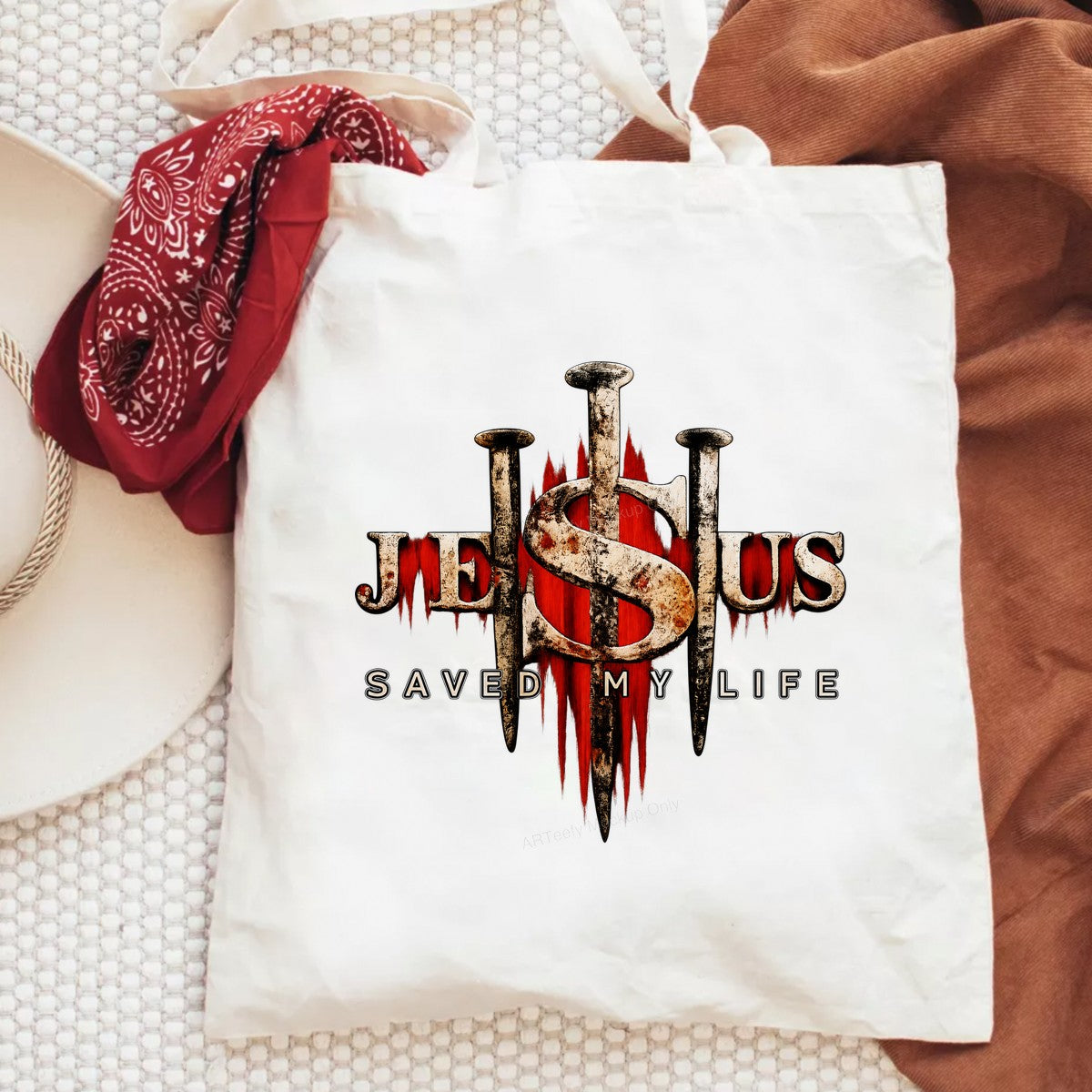 Christian Heat Transfer Jesus Saved My Life Nail Cross Graphic for T Shirts Hoodies and Tote Bags - 6