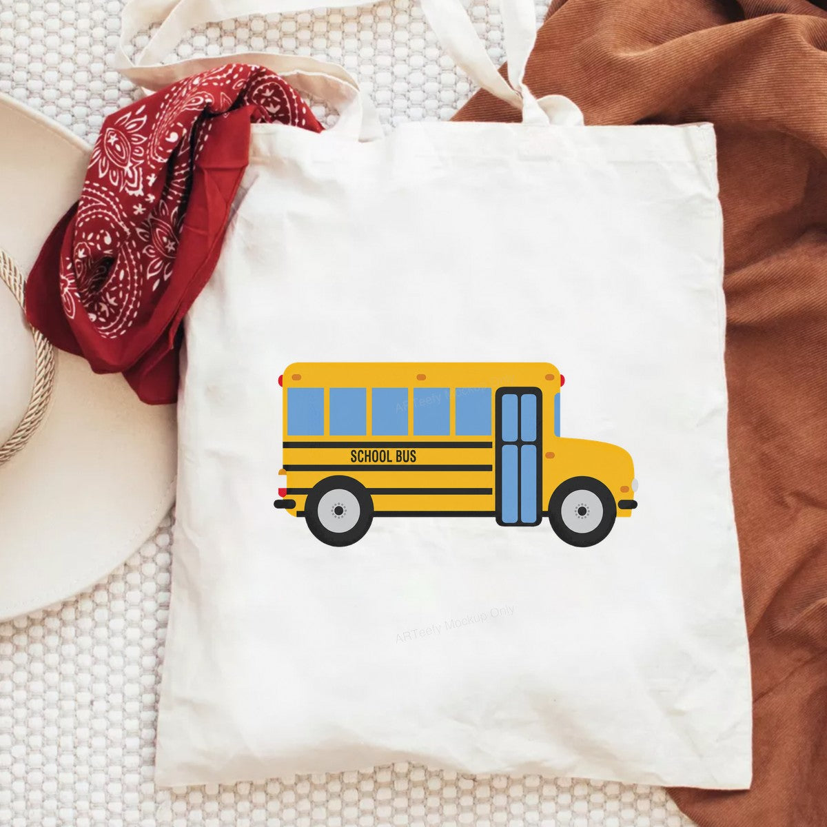 DTF Transfer Yellow School Bus Cartoon Graphic for T Shirts Hoodies and Teacher Gifts - 6