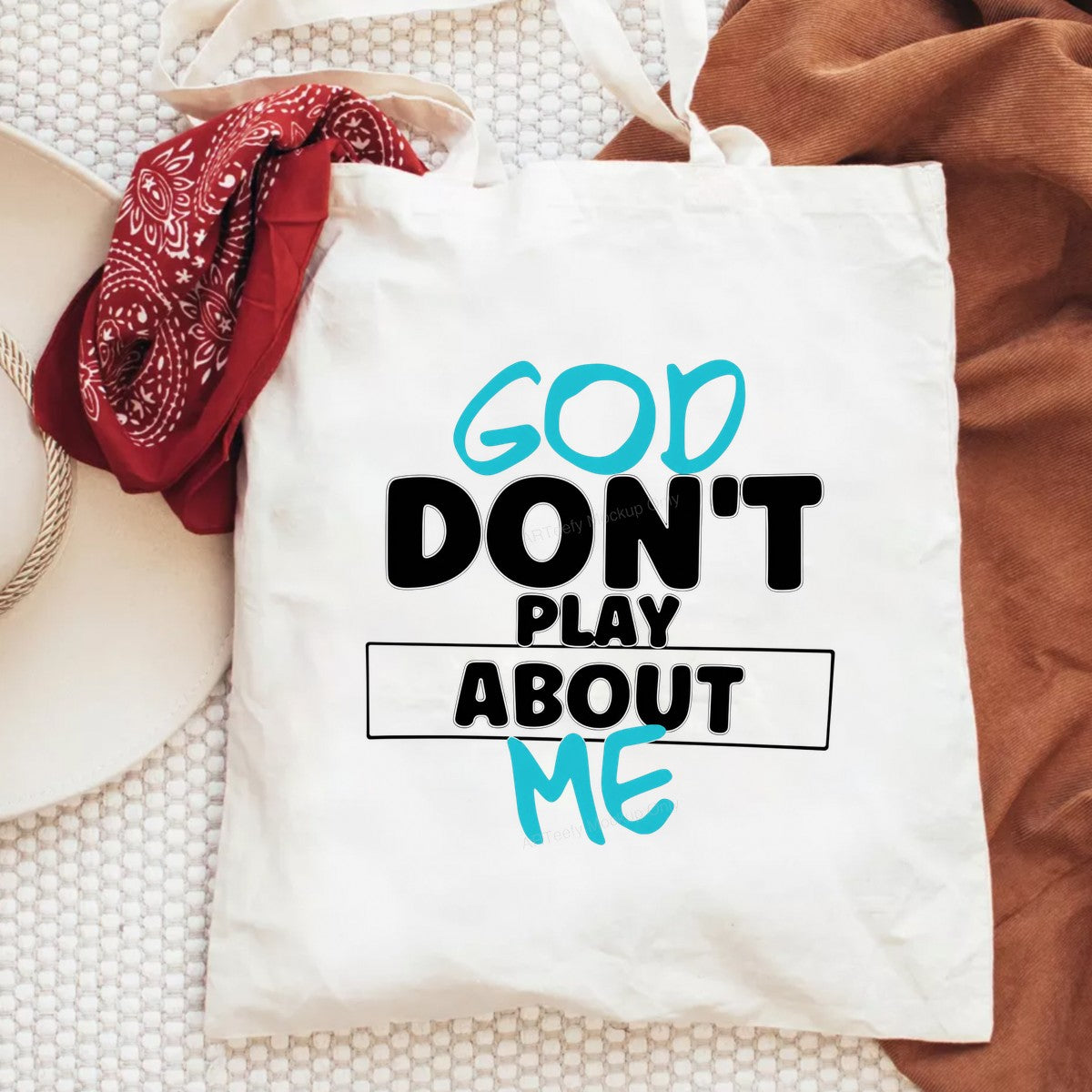 Christian Heat Transfer “God Don’t Play About Me” Bold Lettering Graphic for T Shirts Hoodies and Tote Bags - 6