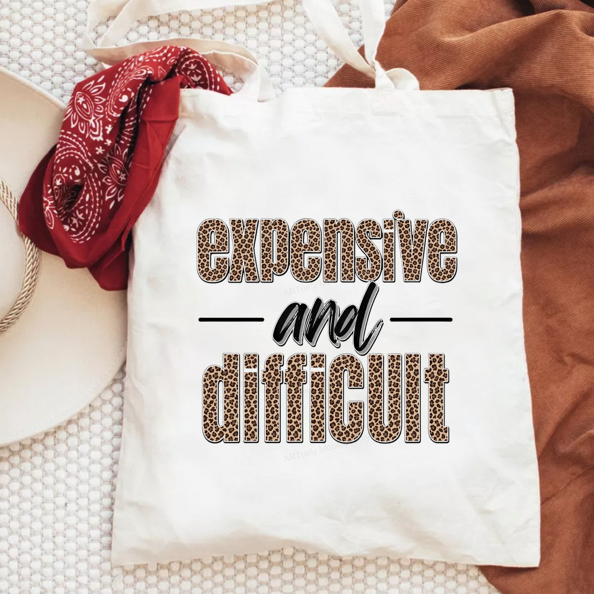 DTF Transfer Expensive and Difficult Leopard Print Quote Graphic for T Shirts Hoodies and Tote Bags - 6