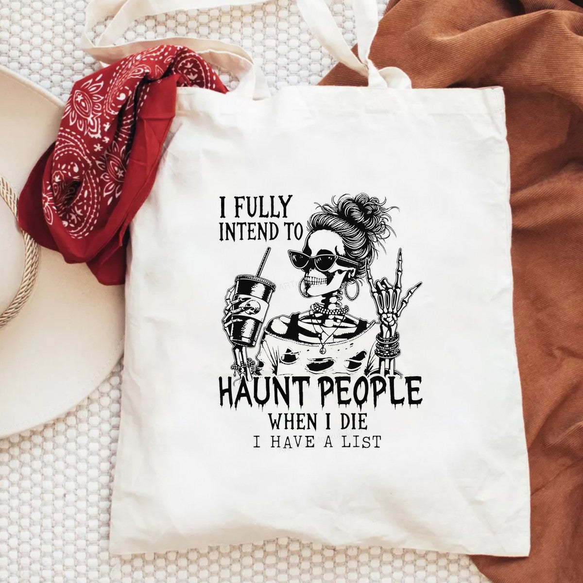 DTF Transfer I Fully Intend To Haunt People Skeleton Woman Graphic for Halloween Shirts and Casual Wear - 6