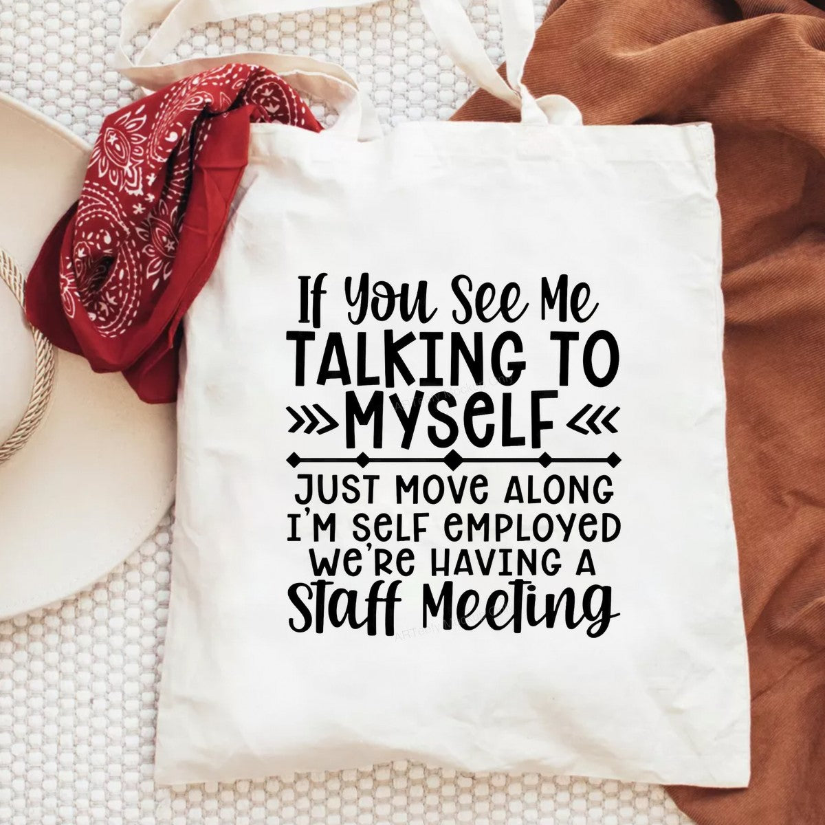 Funny Graphic Transfer Talking To Myself Self Employed Staff Meeting Quote Typography for T Shirts Hoodies and Work From Home Apparel - 6