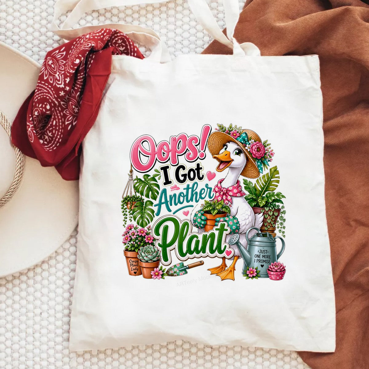 Funny Graphic Transfer Oops I Got Another Plant Duck with Gardening Plants Design for T Shirts Hoodies and Tote Bags - 6