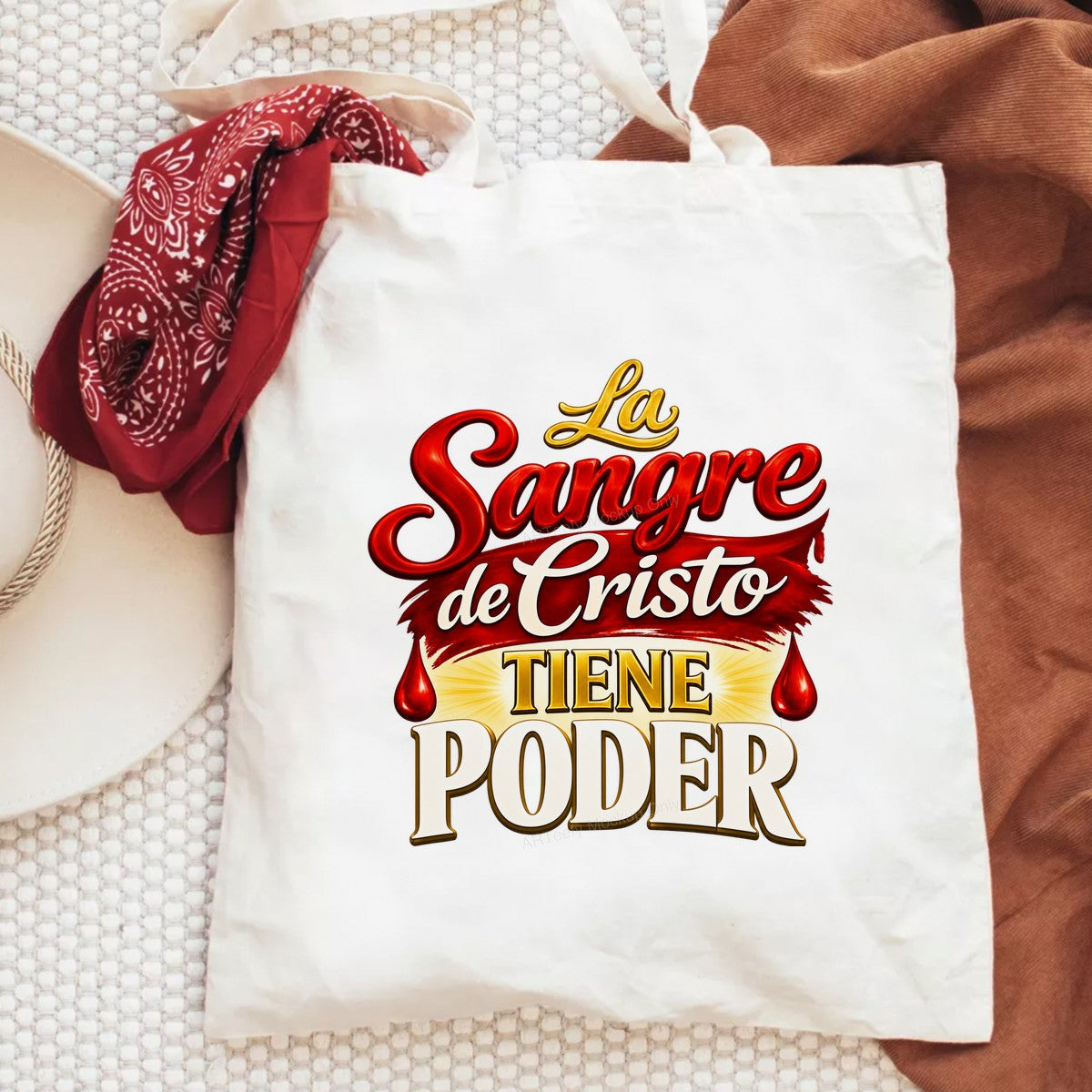 Christian Heat Transfer “La Sangre de Cristo Tiene Poder” Spanish Quote Graphic for T Shirts Hoodies and Christian Apparel - 6
