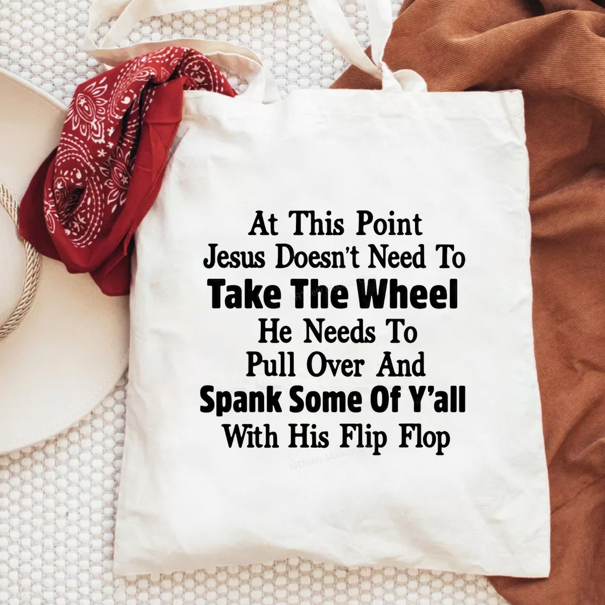 Funny Graphic Transfer At This Point Jesus Take The Wheel Quote Bold Text Design for T Shirts Hoodies and Casual Wear - 6
