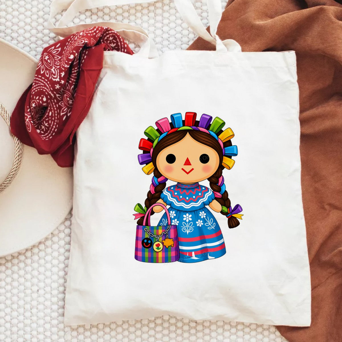 DTF Transfer Cute Mexican Doll in Traditional Dress Colorful Graphic for T Shirts Hoodies and Tote Bags - 6