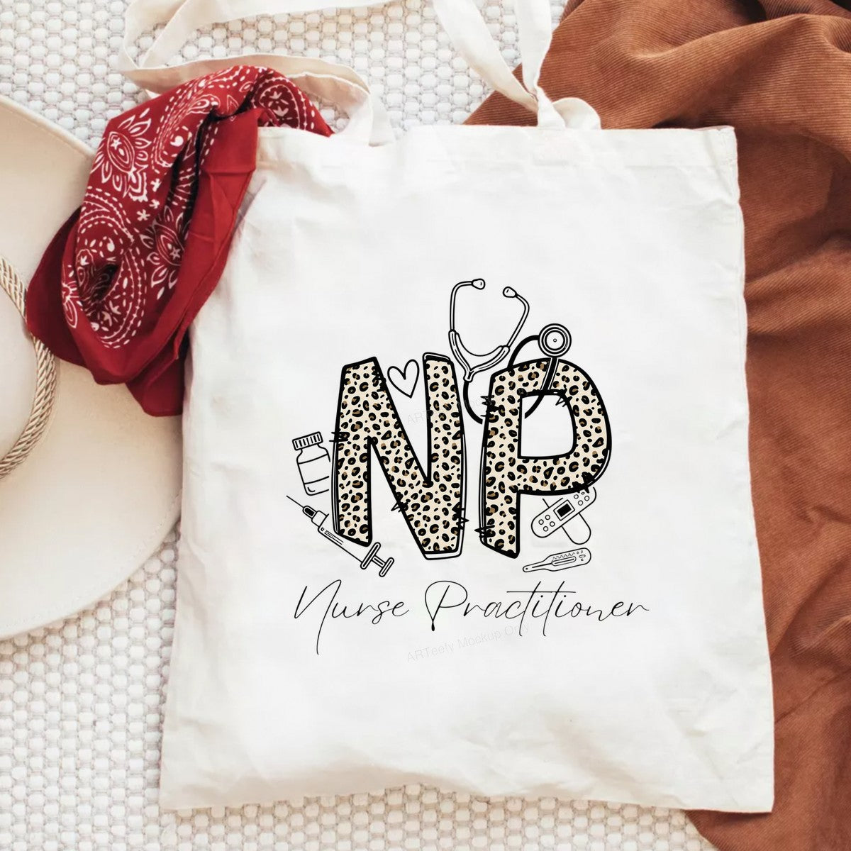 DTF Transfer NP Nurse Practitioner Leopard Print Medical Graphic for T Shirts Hoodies and Work Apparel - 6