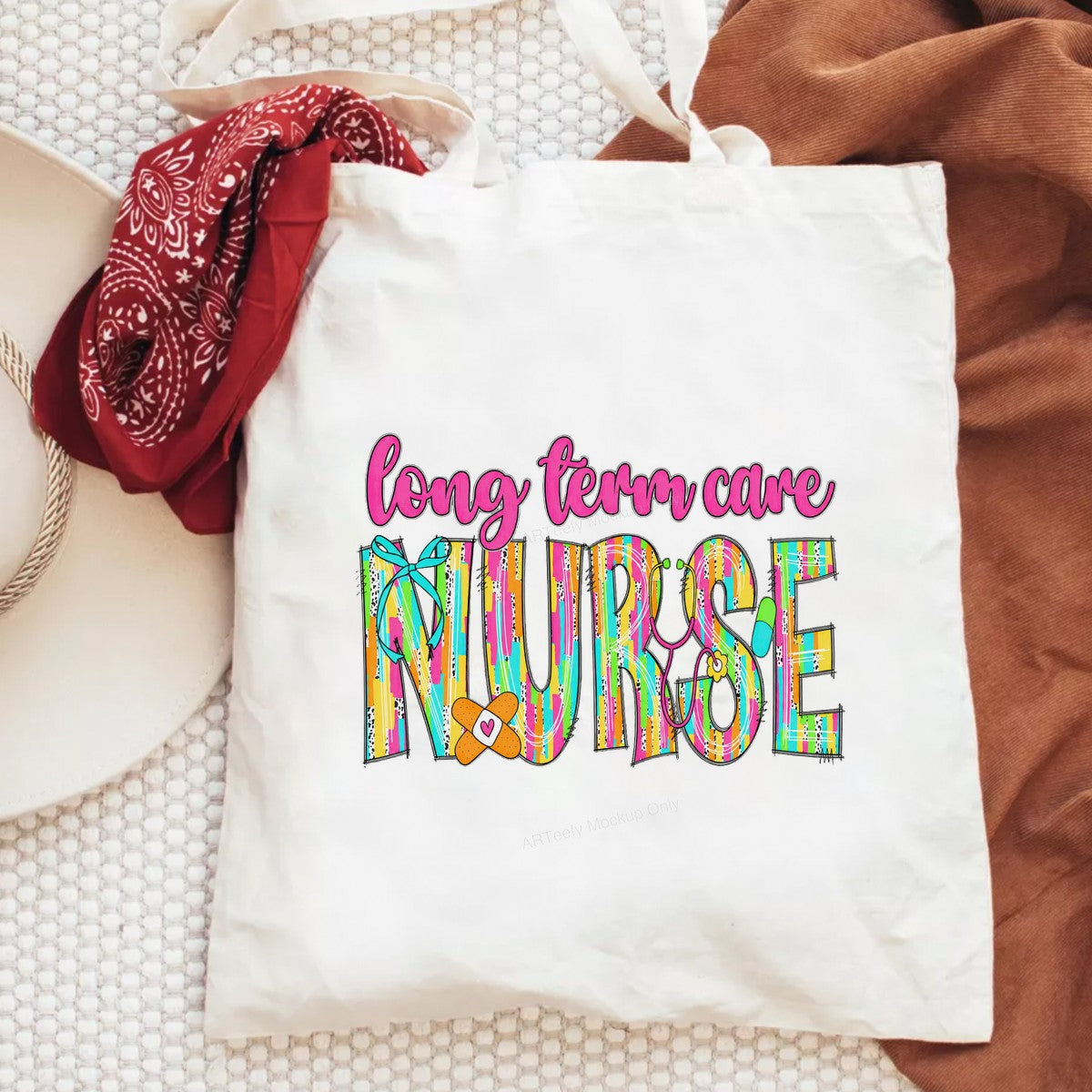DTF Transfer Long Term Care Nurse Colorful Medical Graphic for T Shirts Hoodies and Work Apparel - 6