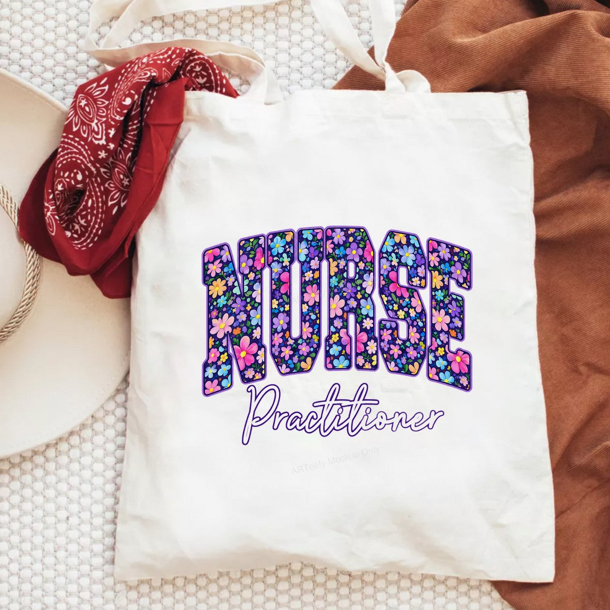 DTF Transfer Nurse Practitioner Floral Block Letter Graphic for T Shirts Hoodies and Gifts - 6