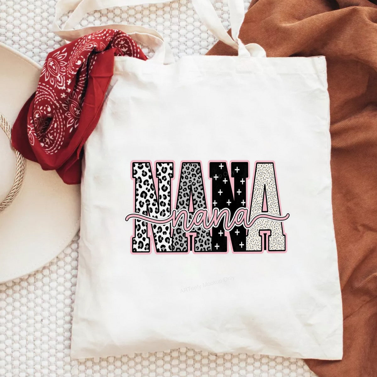 DTF Transfer Nana Leopard and Pattern Letter Graphic for T Shirts Hoodies and Gifts - 6