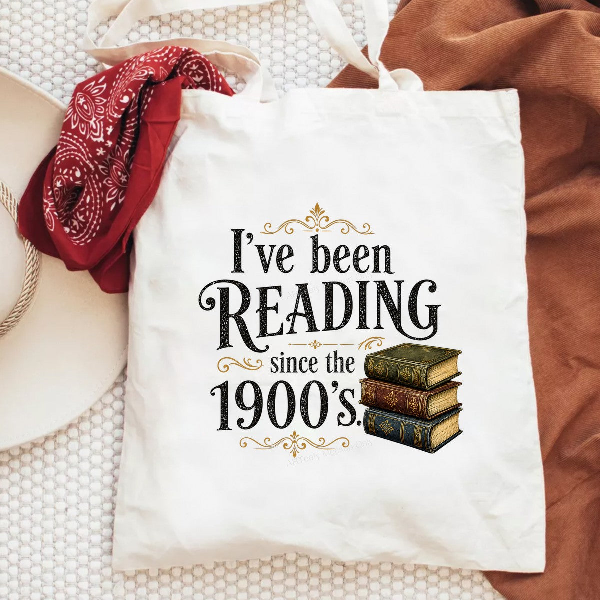 DTF Transfer I’ve Been Reading Since The 1900s Vintage Book Stack Graphic for T Shirts Hoodies and Tote Bags - 6