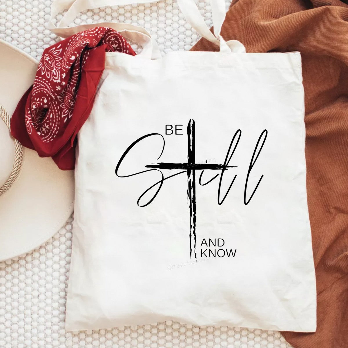 Christian Heat Transfer Be Still and Know Cross Script Graphic for T Shirts Hoodies and Tote Bags - 6