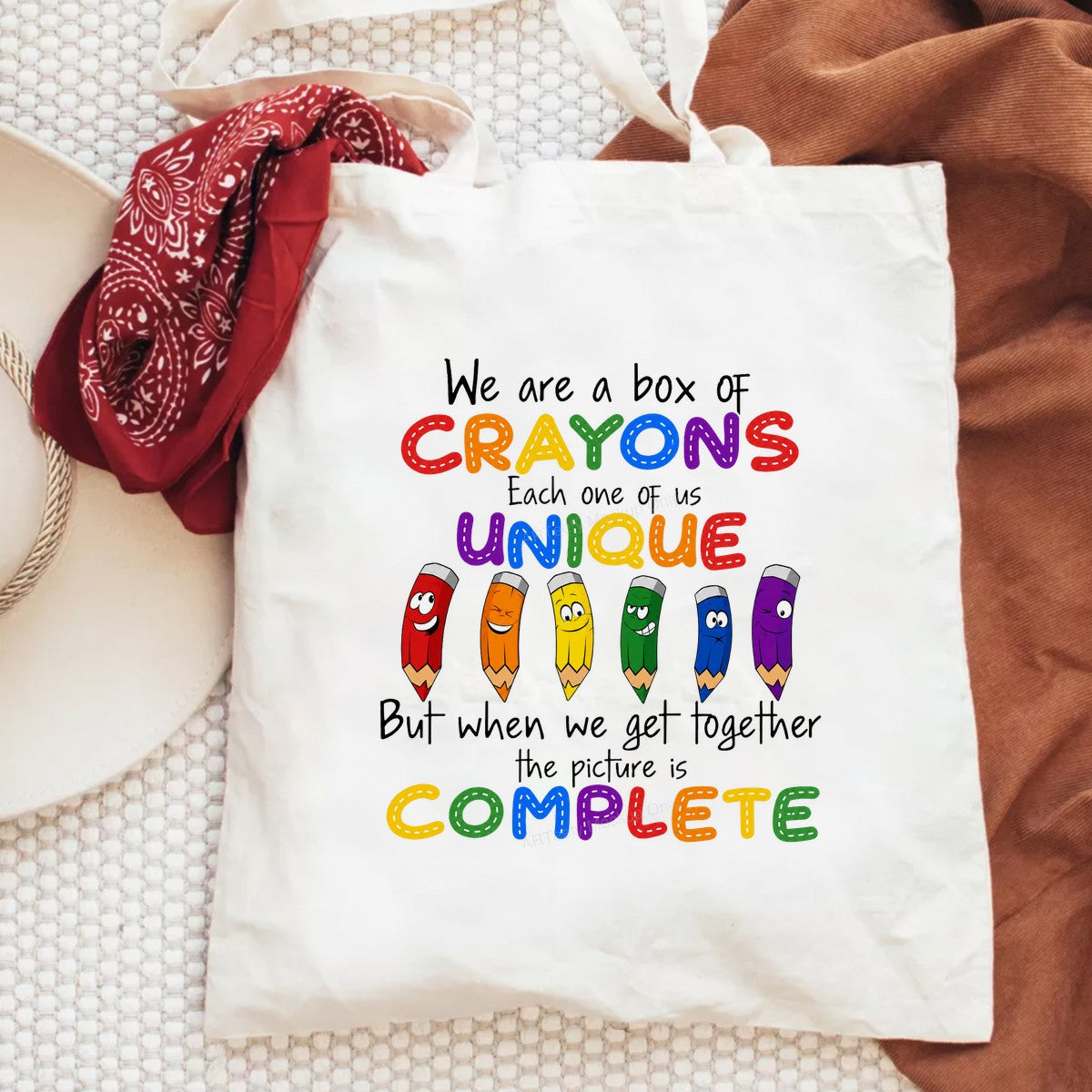 DTF Transfer We Are a Box of Crayons Unique Quote with Colorful Cartoon Pencils Graphic for Teacher Shirts School Apparel and Gifts - 6