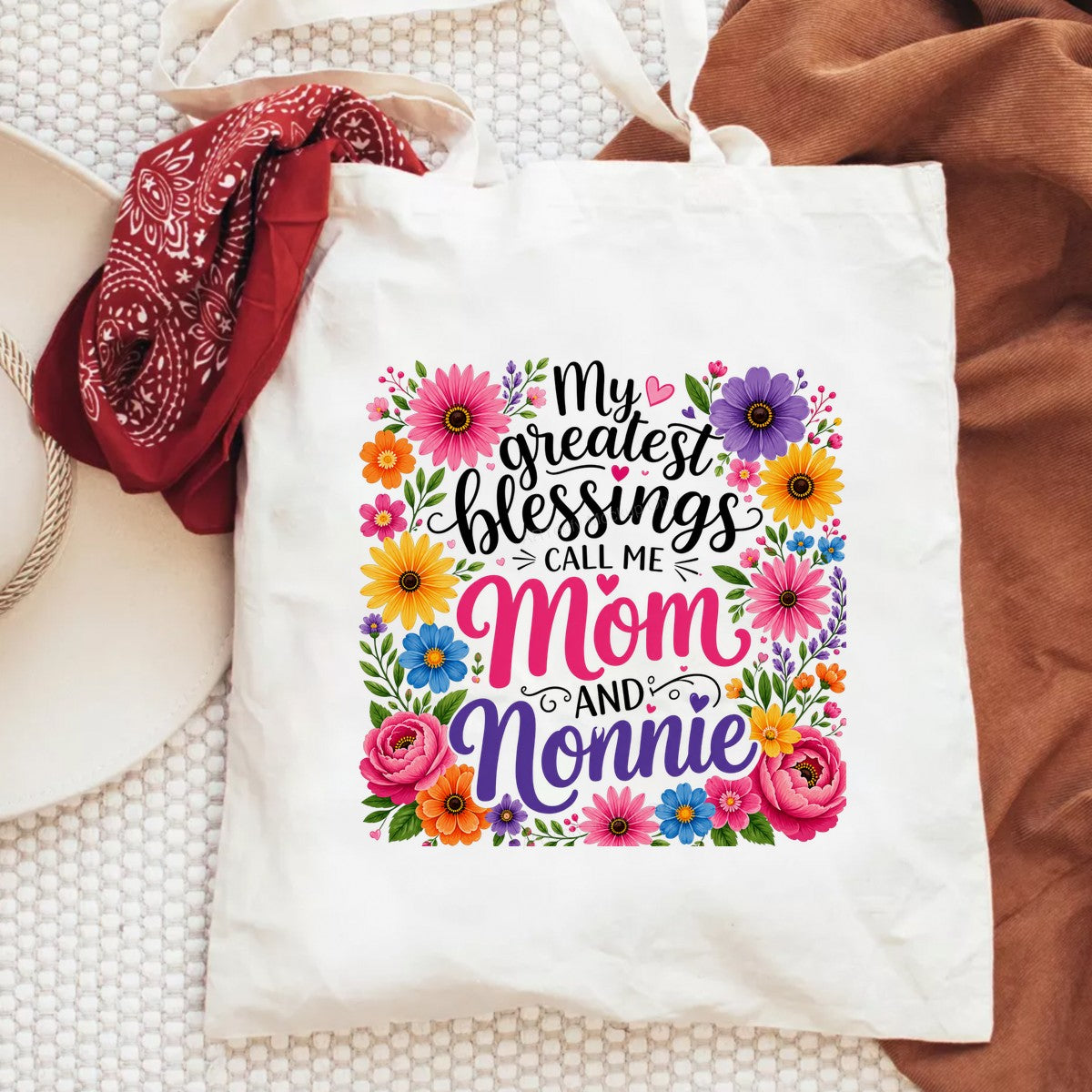 DTF Transfer My Greatest Blessings Call Me Mom and Nonnie Floral Heart Graphic for T Shirts Hoodies and Gifts - 6