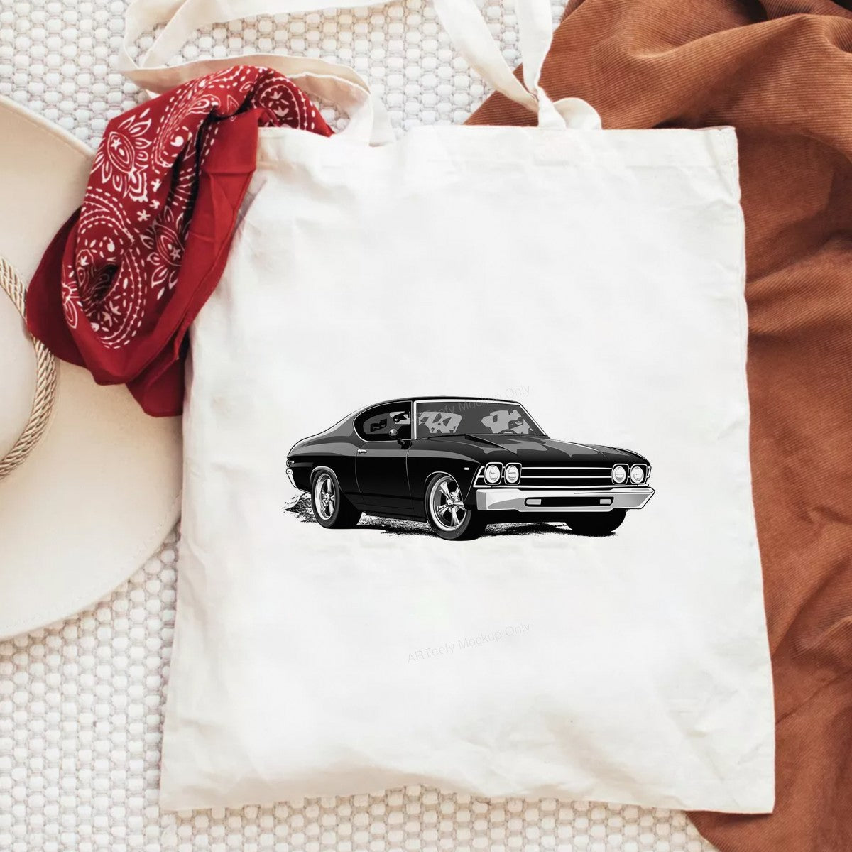 DTF Transfer Classic Black Muscle Car Illustration Graphic for T Shirts Hoodies and Garage Apparel - 6