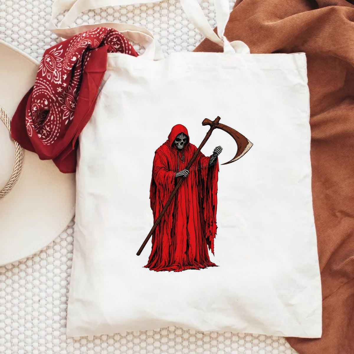 DTF Heat Transfer Grim Reaper in Red Cloak Scythe Graphic for T Shirts Hoodies and Halloween Shirts - 6