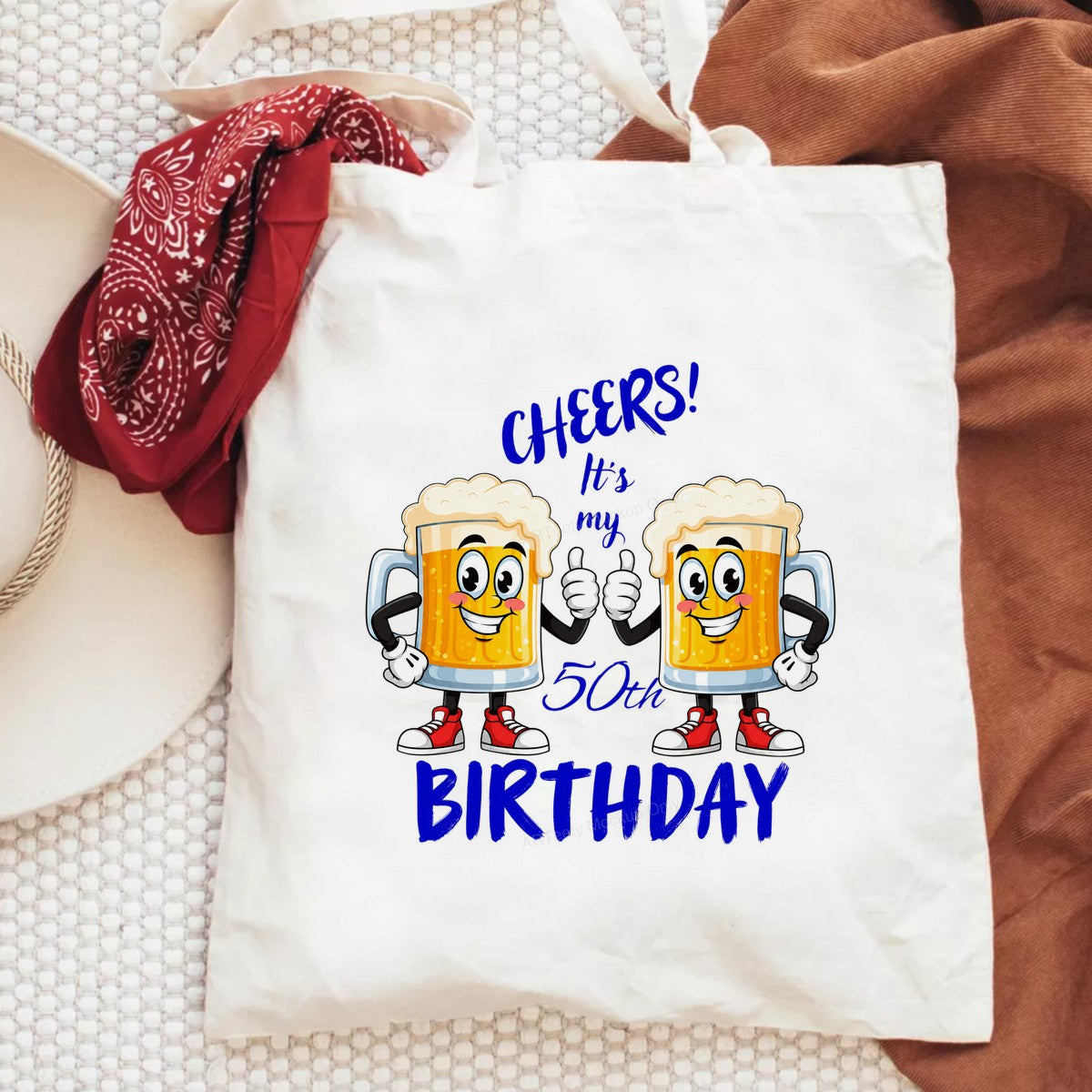 DTF Heat Transfer Cheers It’s My 50th Birthday Beer Mug Cartoon Graphic for T Shirts Hoodies and Party Outfits - 6